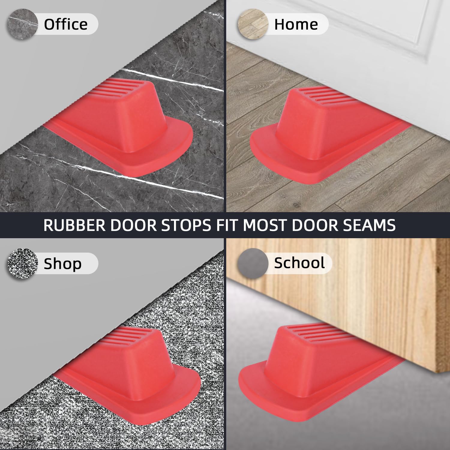 Door Stoppers, 4 Pack Premium Rubber Stoppers Wedge
