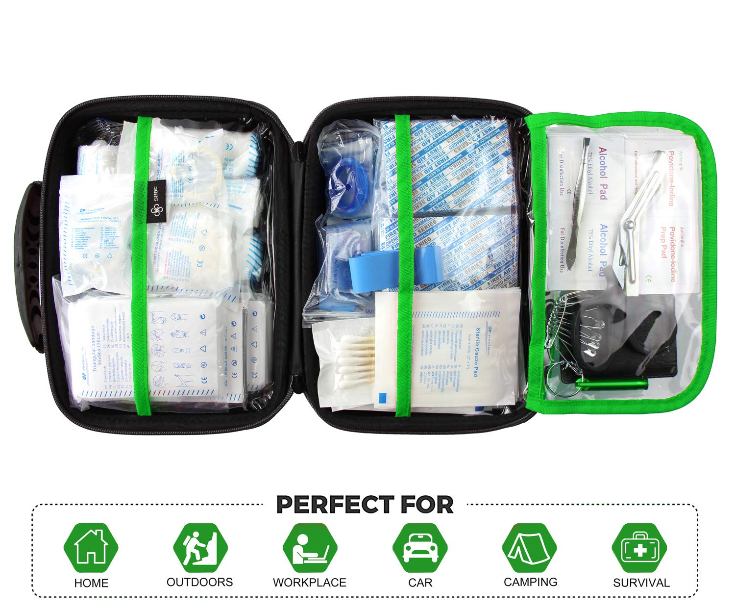 SHBC Waterproof First Aid Kit (228pcs) with All Basic or Advanced Supplies You Need.