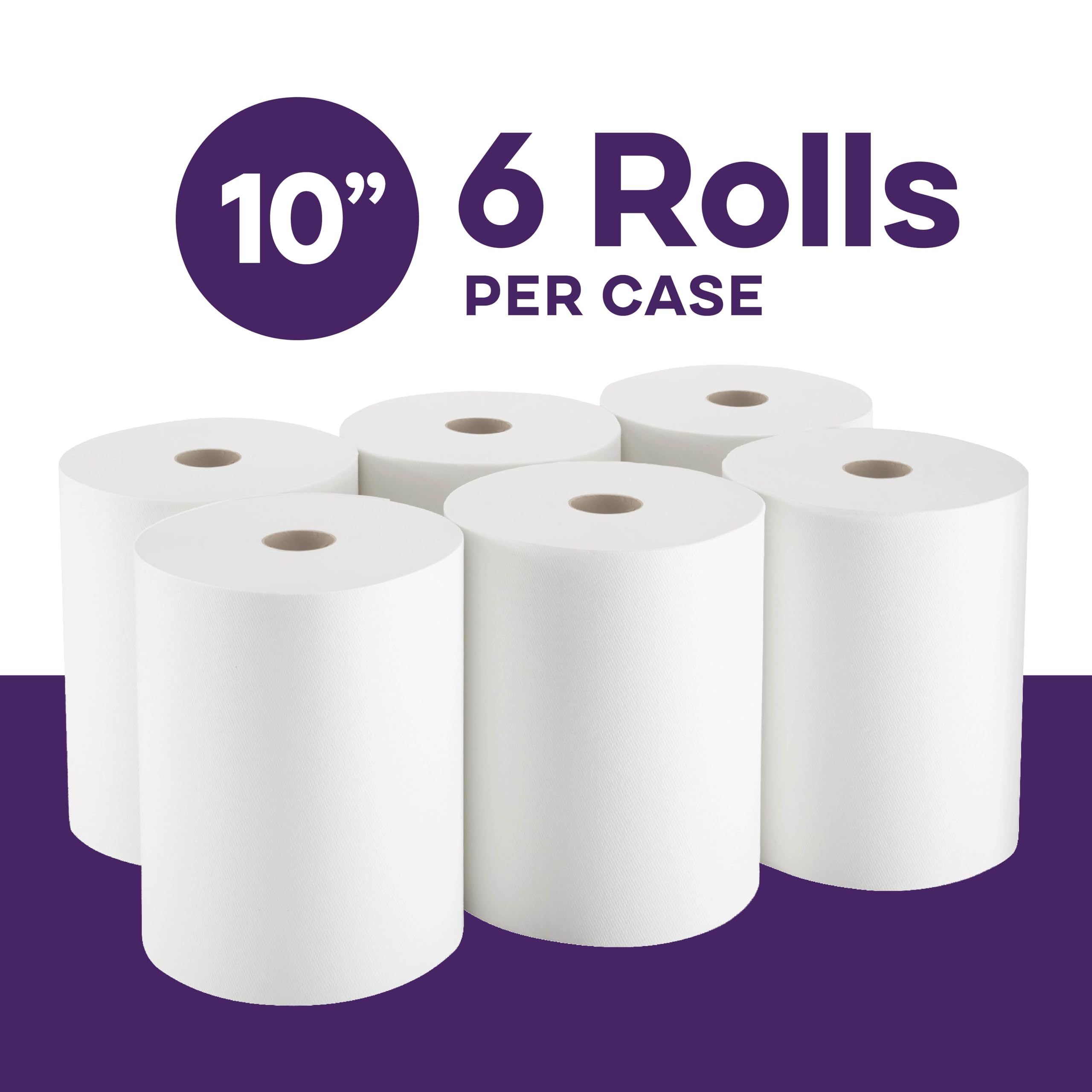 Industrial Paper Towels 10 x 800 White Roll Towels High Capacity Premium Quality (TAD Fabric Cloth Like Texture) Fits Touchless Automatic Commercial Towel Dispenser (Packed 6 Rolls)