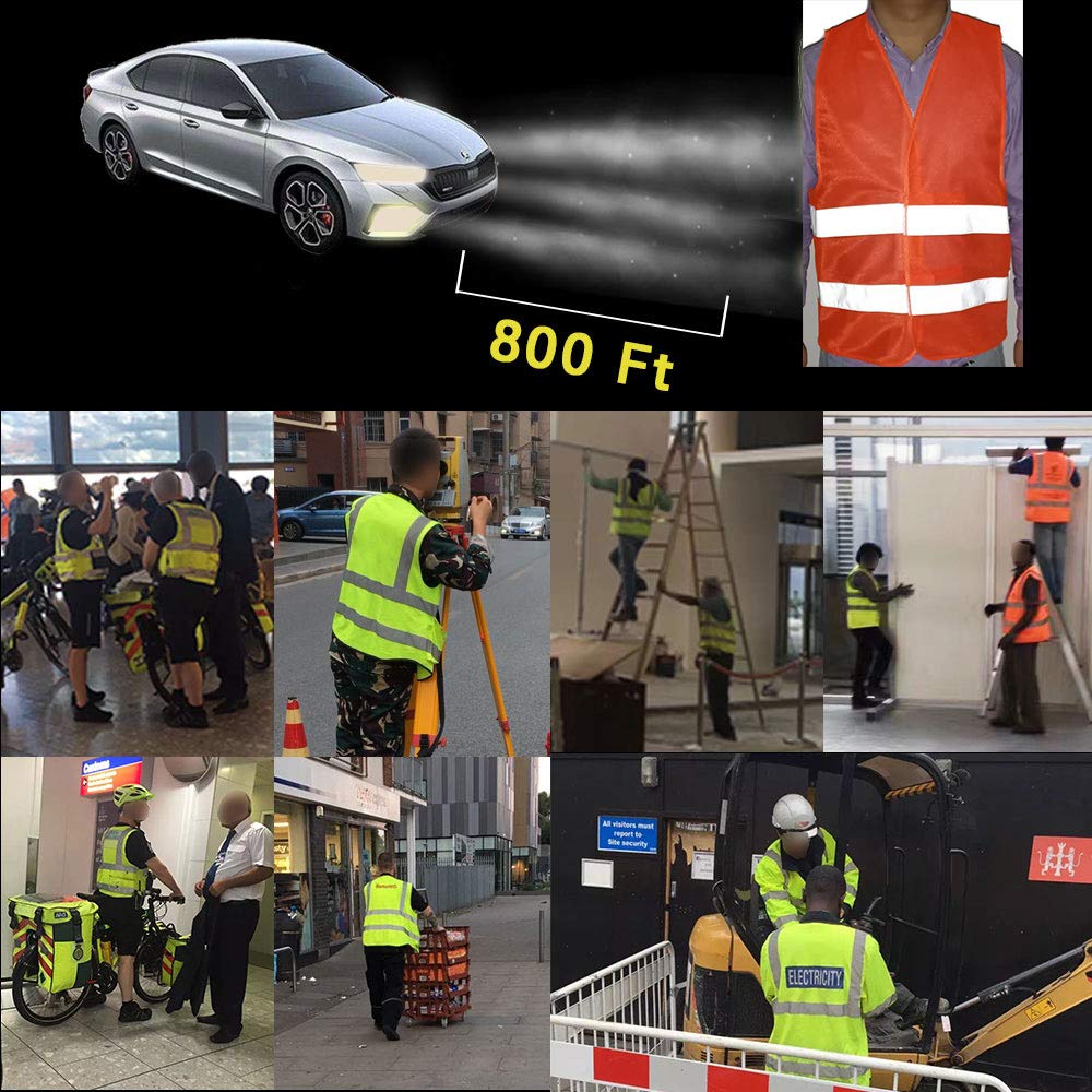 [12 Packs] Normal Visibility Safety Vests, Adjustable Size, Thin & Lightweight Fabric