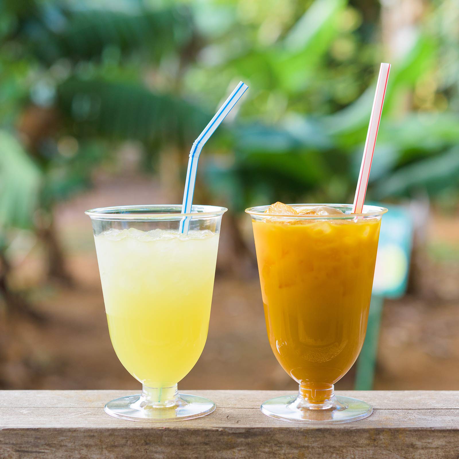 [500 CT] Striped Flexible Individually Wrapped Plastic Disposable Bendy Straws, 7.75" x 0.23"