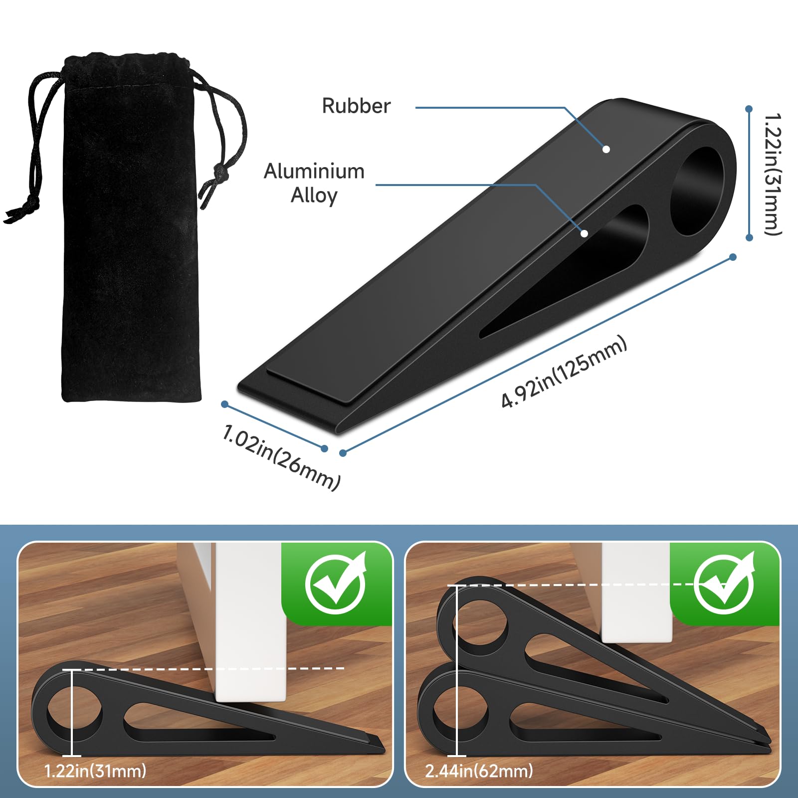 Door Stopper, Heavy Duty Door Wedge Holder Blocker for Bottom