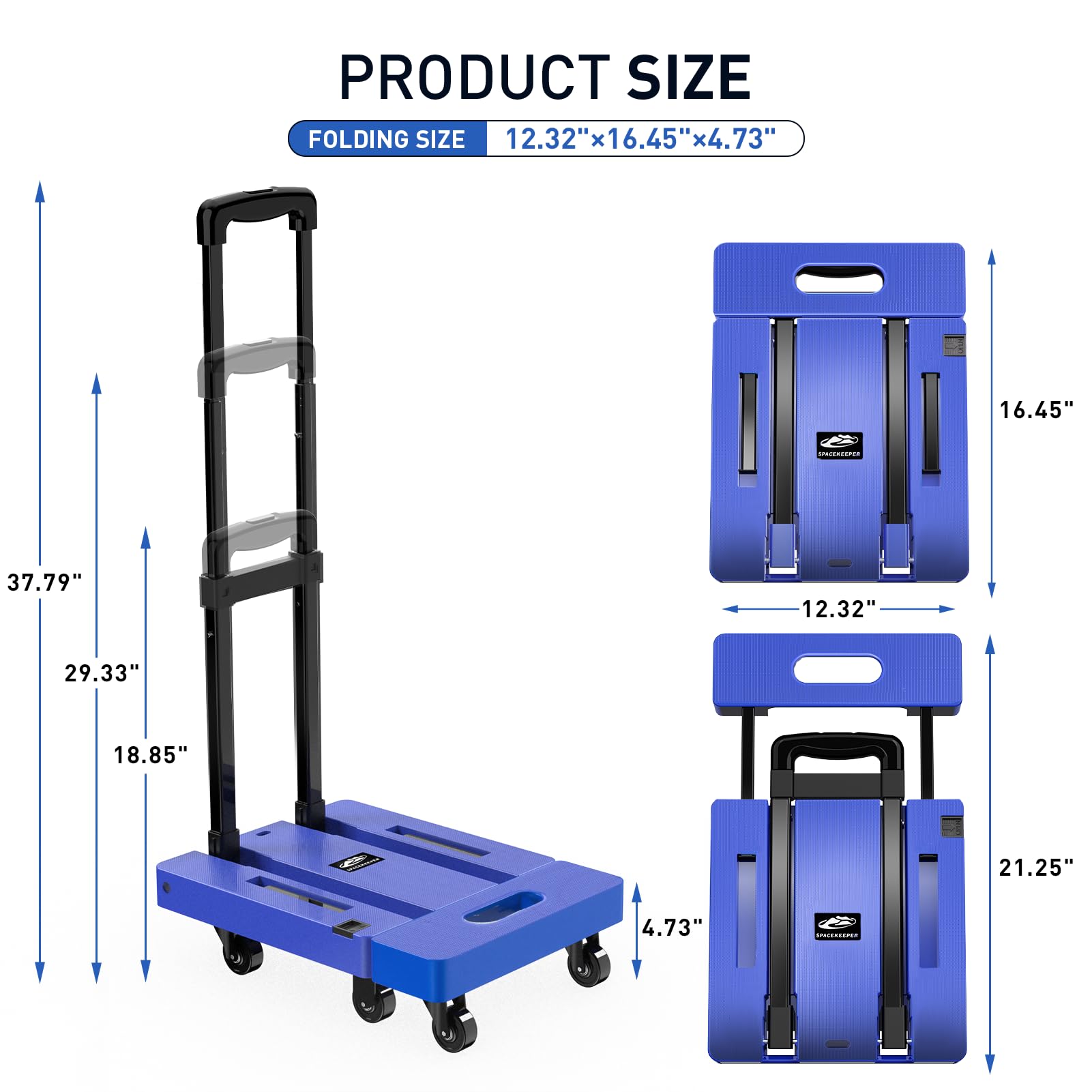 Folding Hand Truck, 500 LB Heavy Duty Luggage Cart