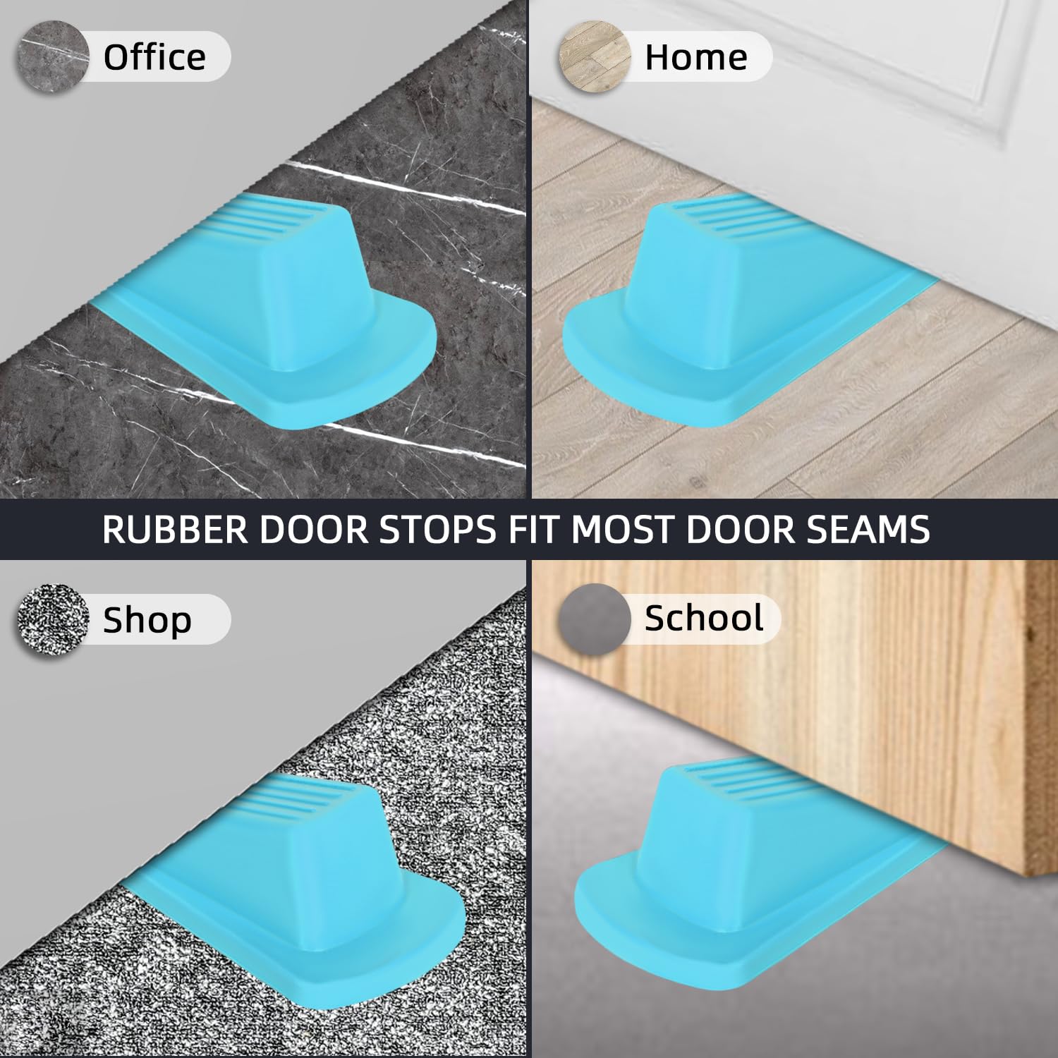 Door Stoppers, 4 Pack Premium Rubber Stoppers Wedge
