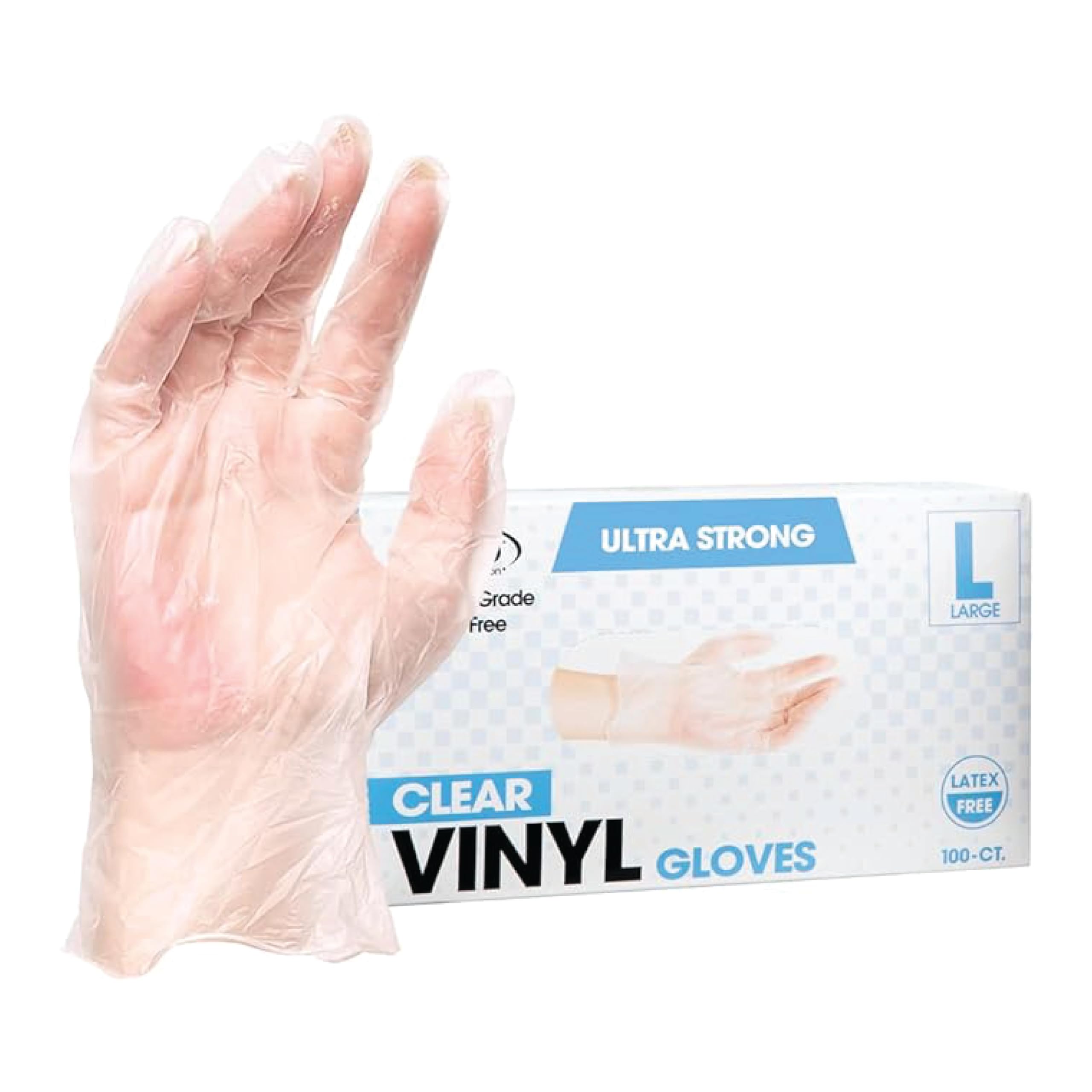 [100 PCS] Professional Collection Disposable Vinyl Gloves, Clear
