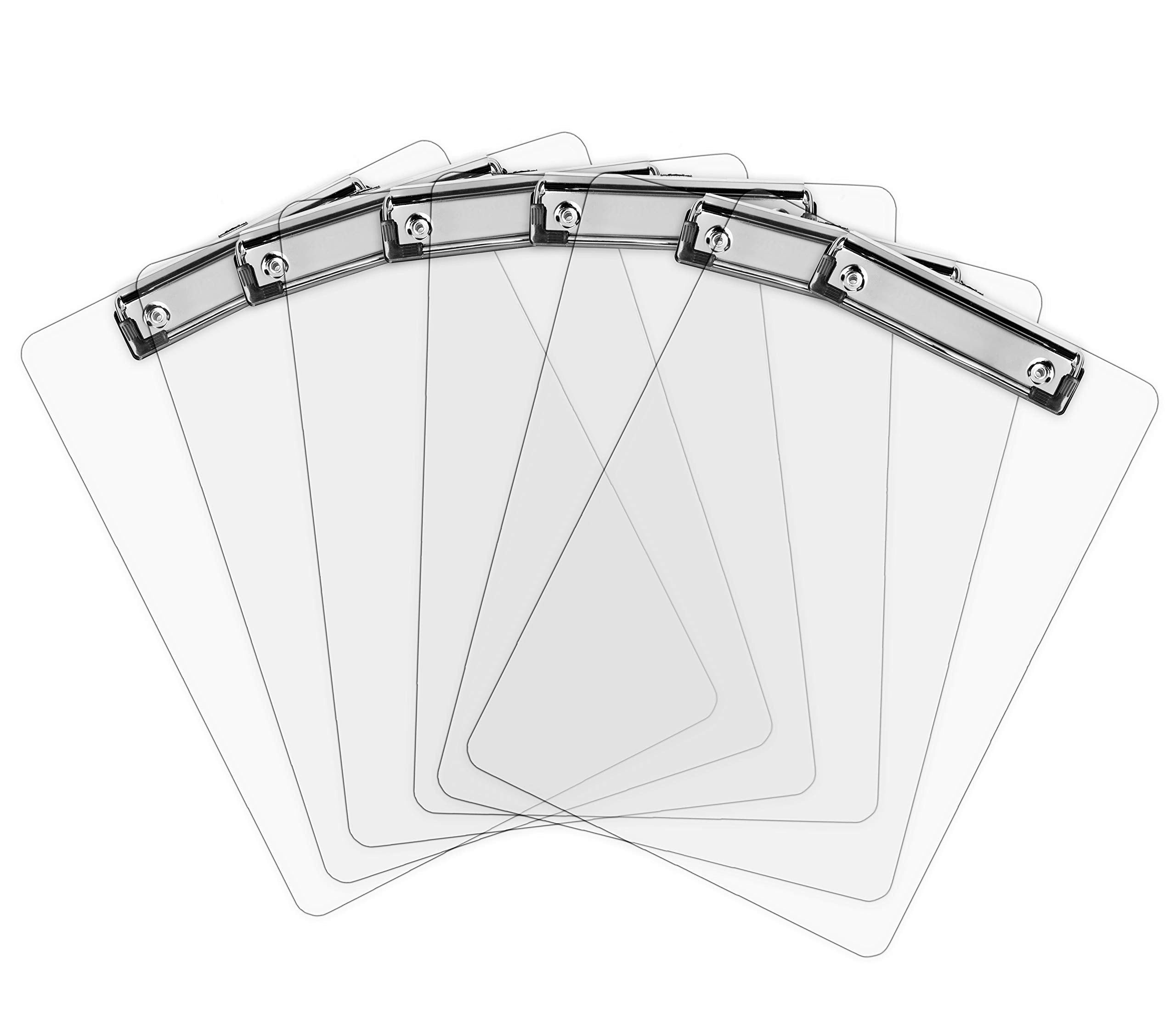 Plastic Clipboards (Set of 6 or 12) Transparent Clipboard (Clear) Strong 12.5 x 9 Inch