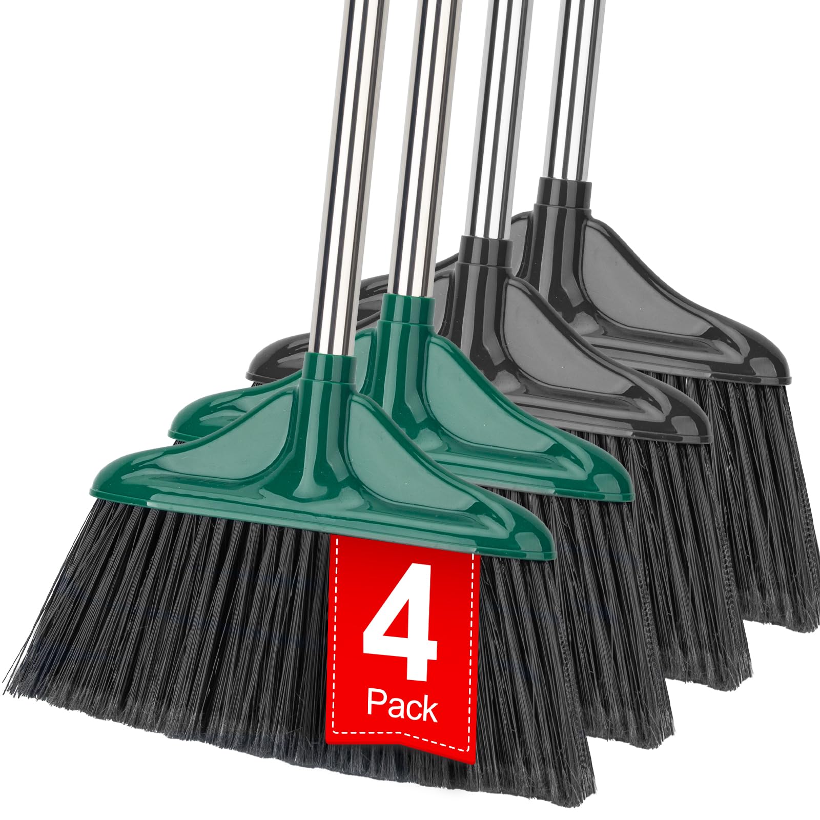 [4 Pack] Heavy Duty Commercial Broom with 61" handle
