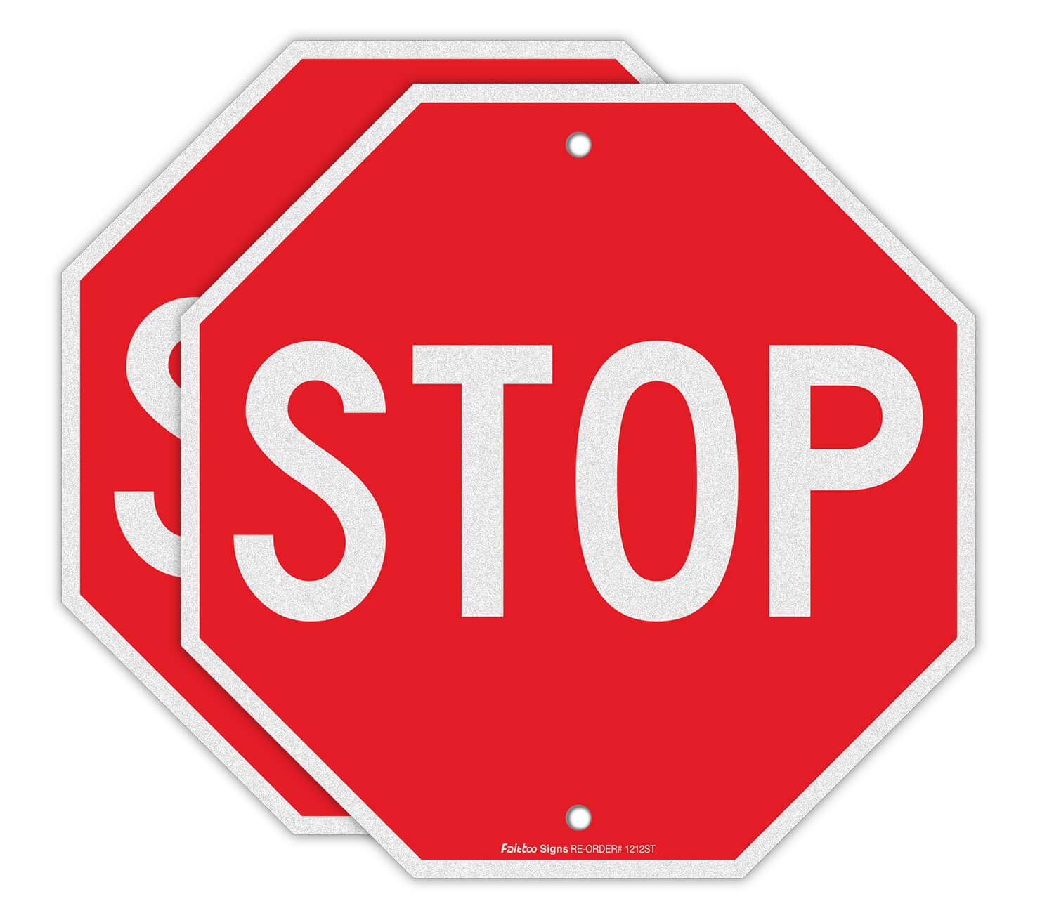 [2 Packs] Reflective Stop Signs, 12 x 12 Inches, Wall-Mount