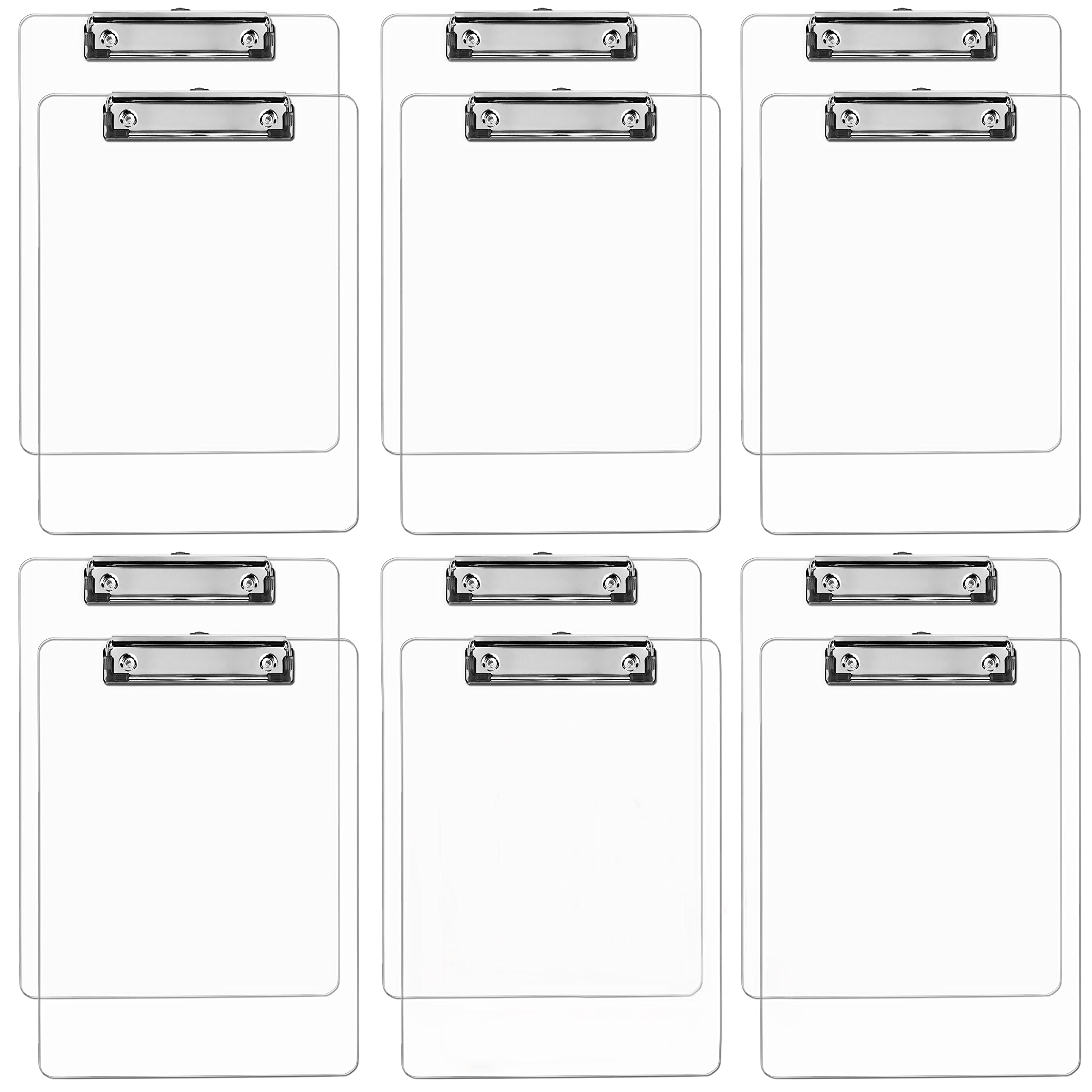 Plastic Clipboards (Set of 6 or 12) Transparent Clipboard (Clear) Strong 12.5 x 9 Inch