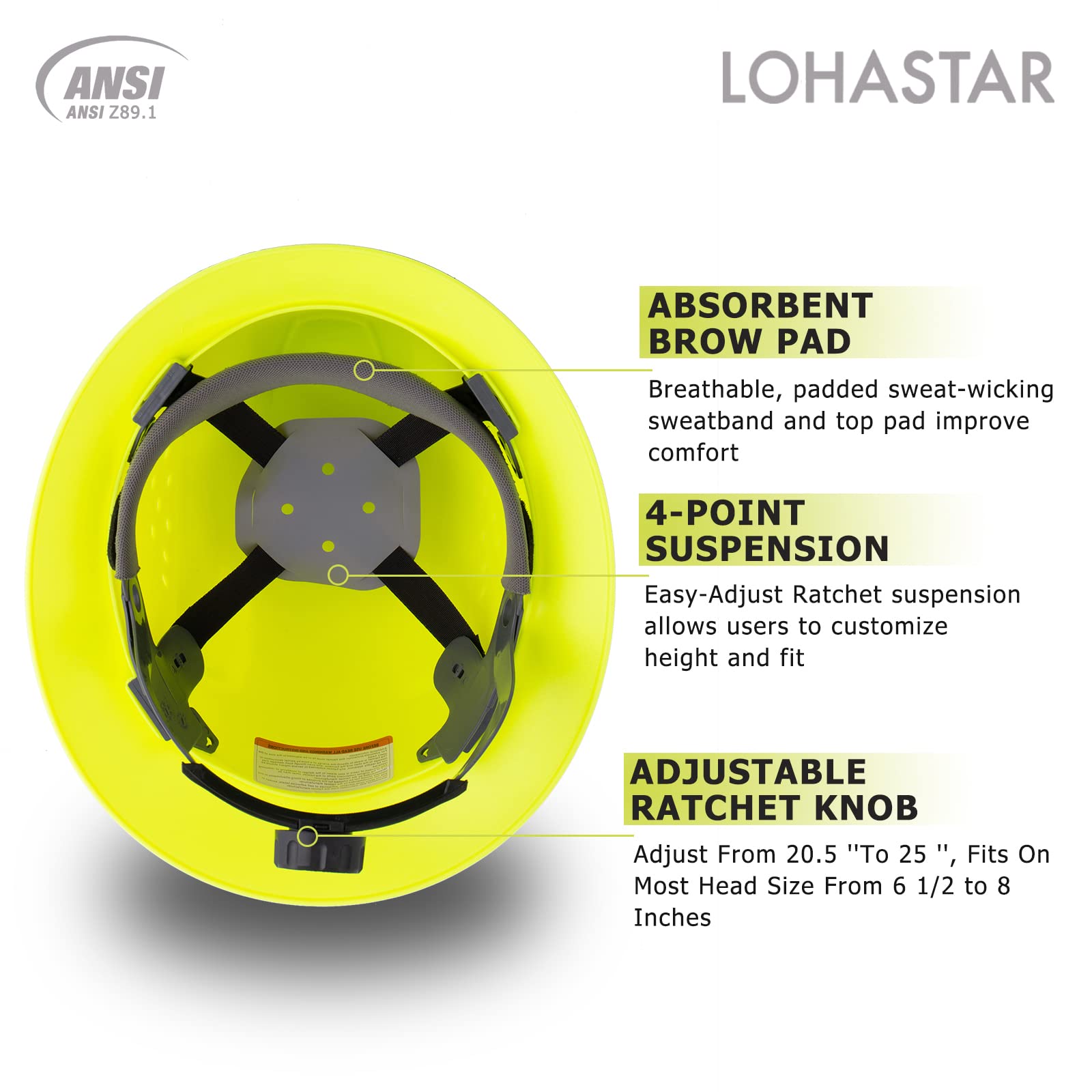 [1 / 12 Packs] Full Brim Hard Hat, ANSI Z89.1 Approved, OSHA Type 1 Class C