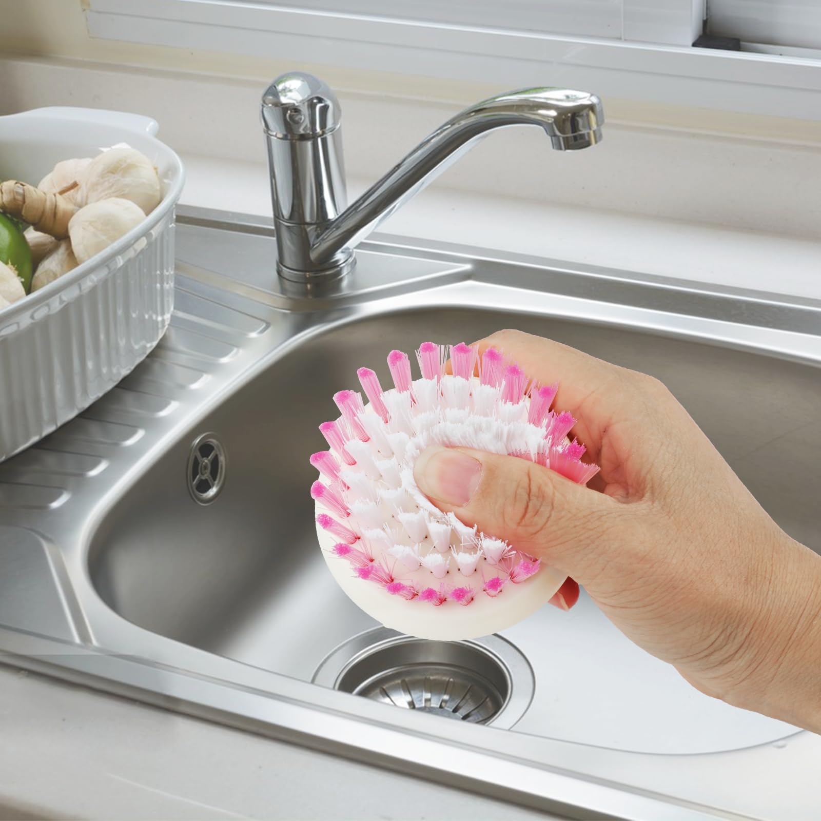 Dish Scrubber Brush with Handle, (3 Pack)