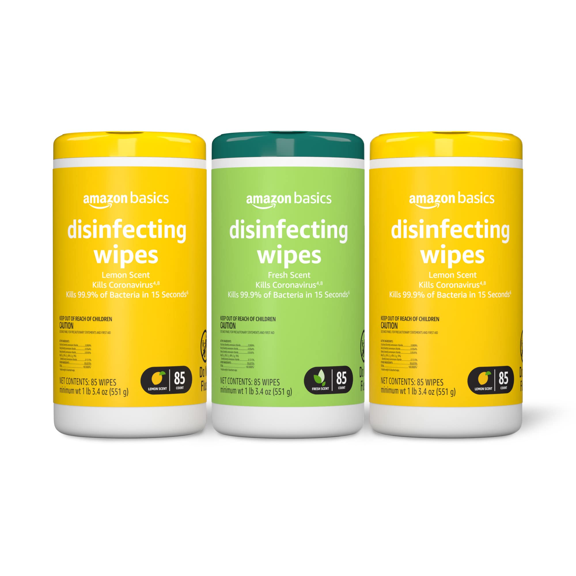 [3 or 4 Pack] Amazon Basics Disinfecting Wipes, for Sanitizing, Cleaning & Deodorizing