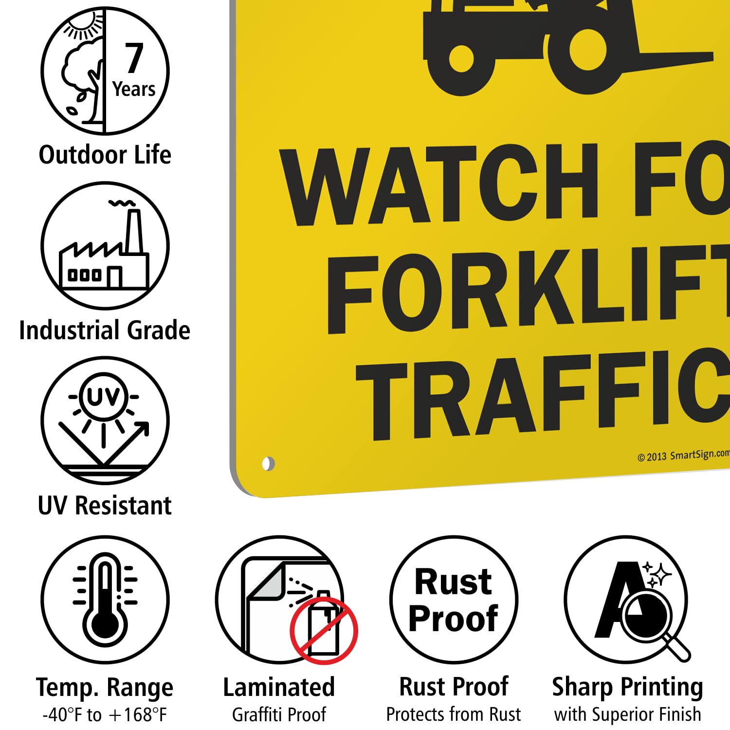Caution - Watch For Forklift Traffic" Sign | 10" x 14" Aluminum
