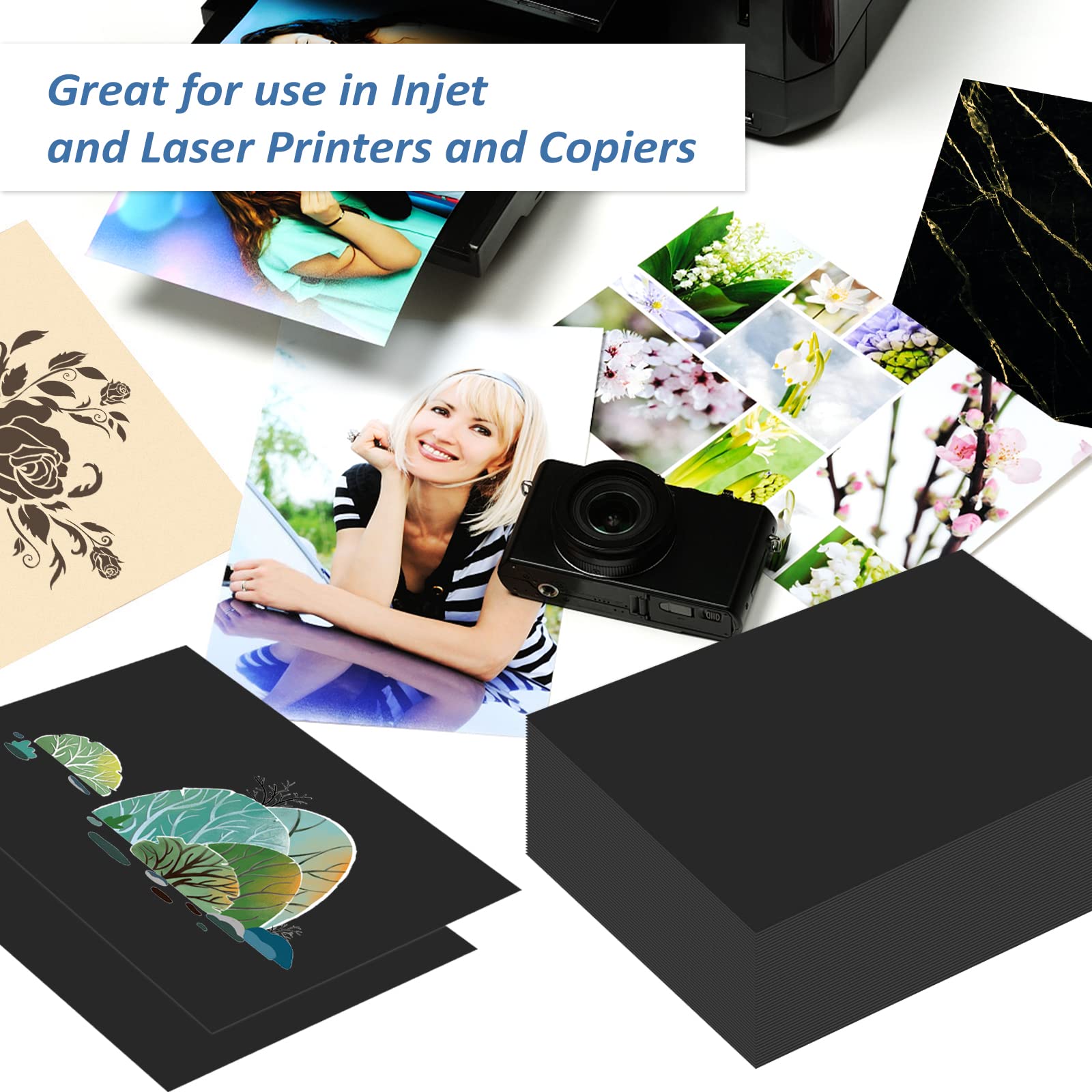 200 Sheets Printer Paper 32 lb/120 gsm Stationery Paper, Laser & Inkjet Printer Compatible (Black/Ivory/White)