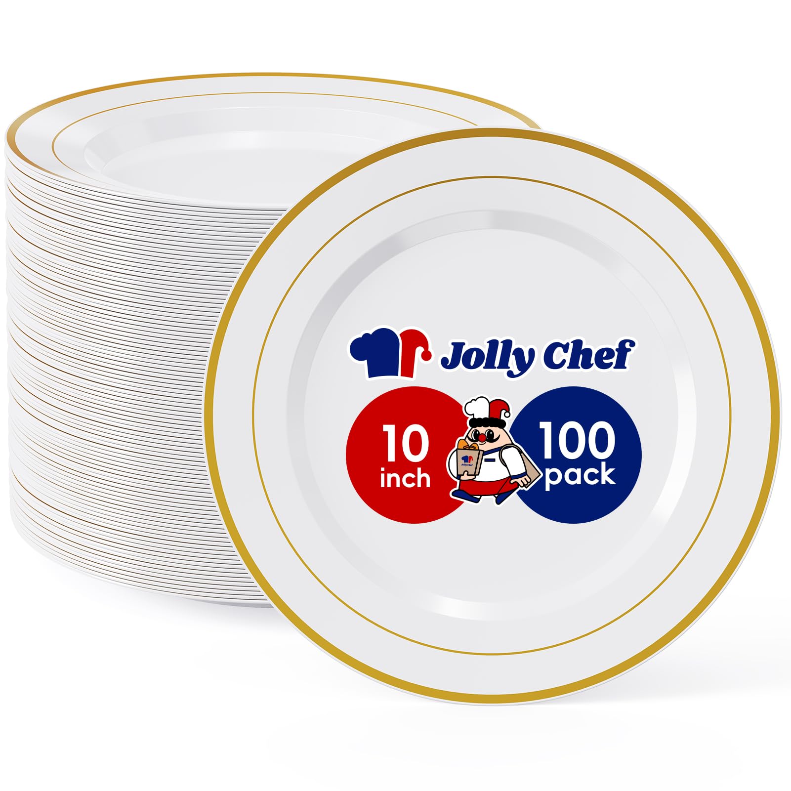 [100 PCS] 10 Inch Disposable, Heavy Duty Plastic Dinner Plates