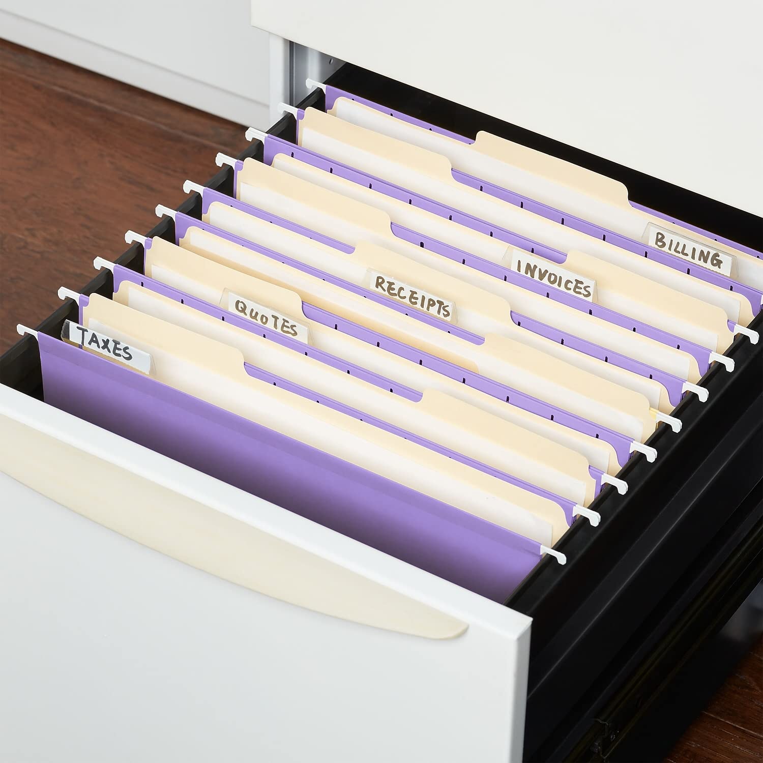 [25 Pack] Staples 419200 Hanging File Folders 5 Tab Letter Size Purple 25/Box (419200)