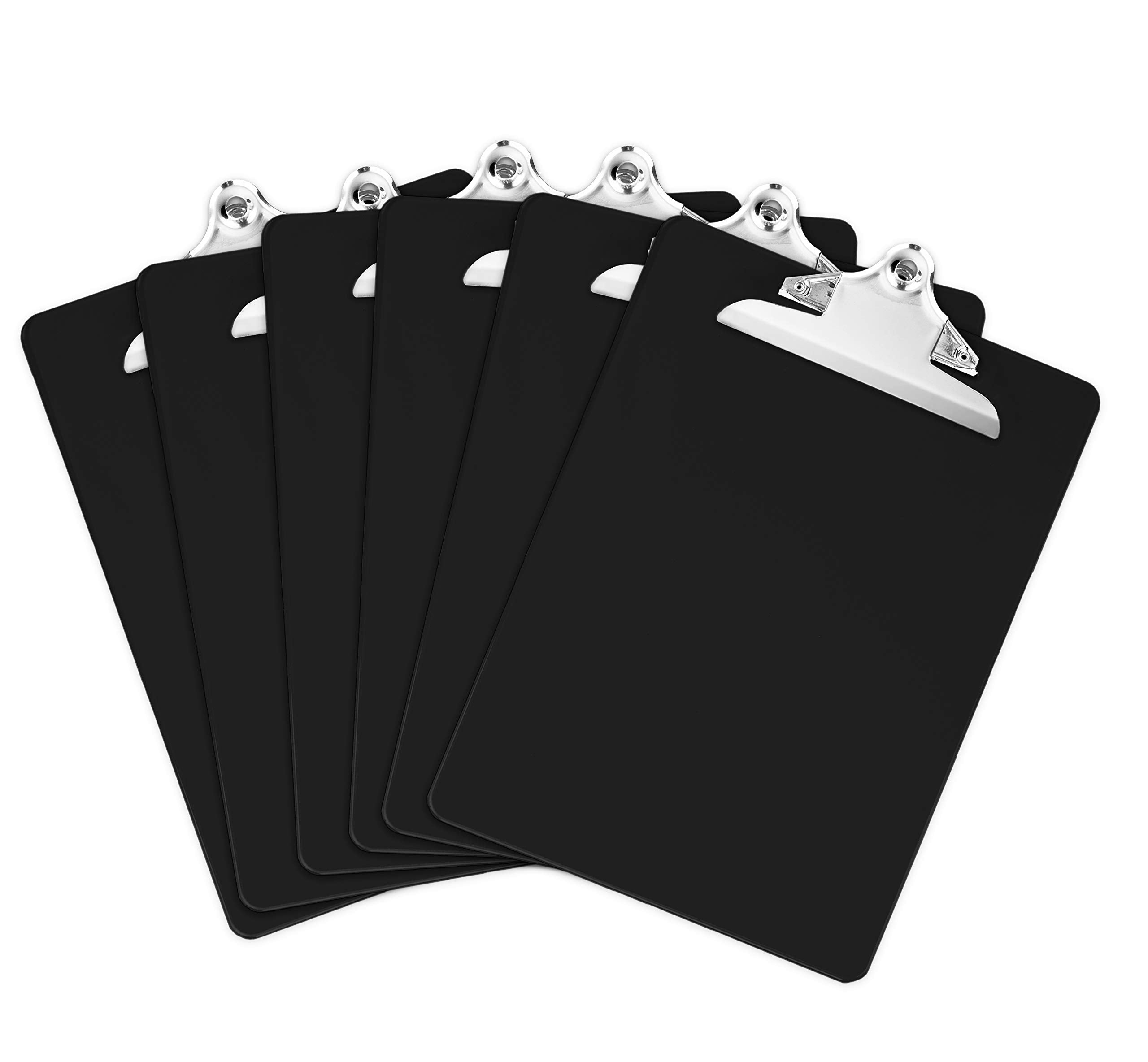 Black Plastic Clipboards (Set of 6 or 12) Multipack - 12.5x9 Inch Clipboard Holds 100 Sheets