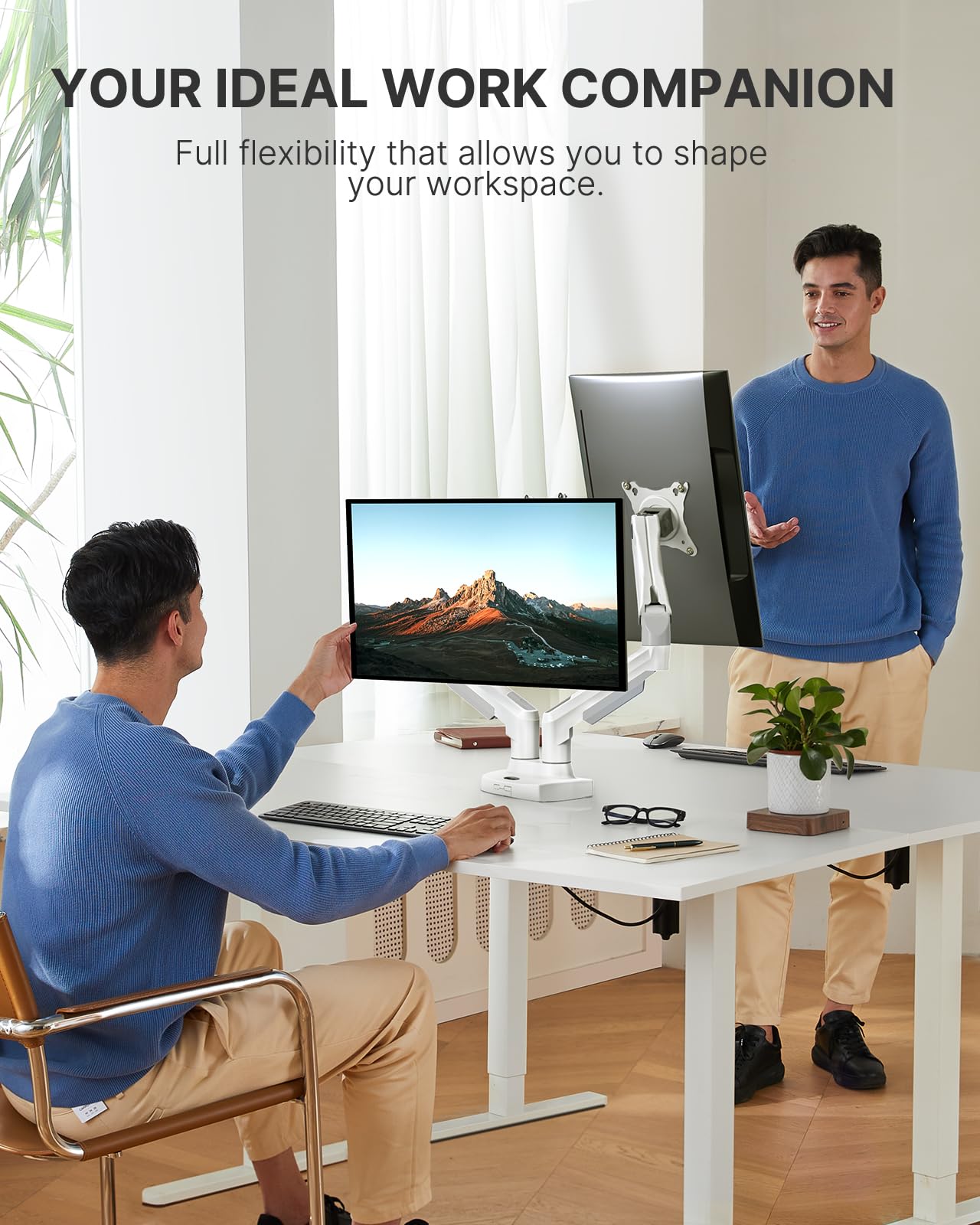 [1 PC] Full Adjustable Dual Monitor Stand with VESA Bracket and C Clamp