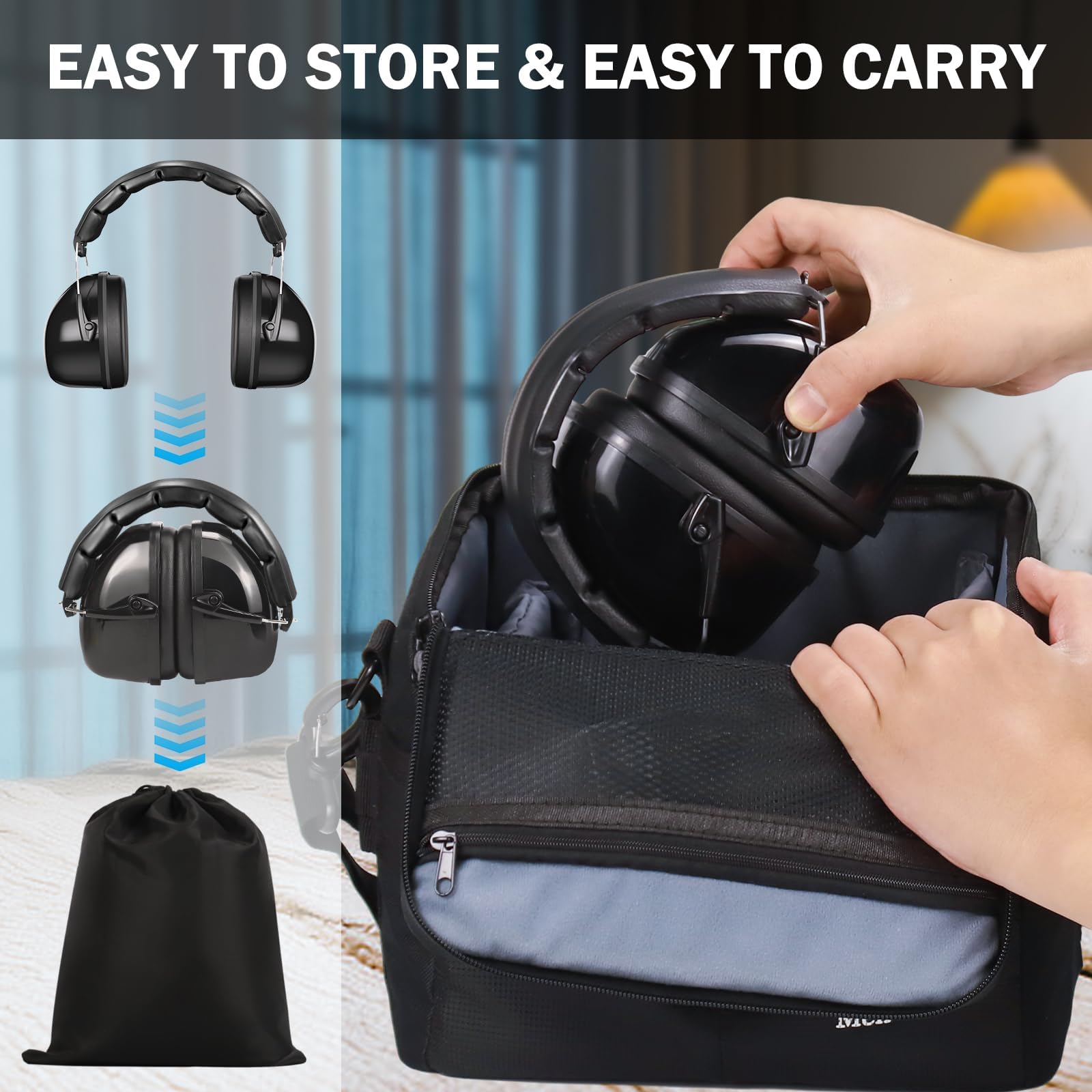 [1 PC] Noise Reduction Safety Ear Muffs with Adjustable Headband, NRR 28dB Noise Sound Protection