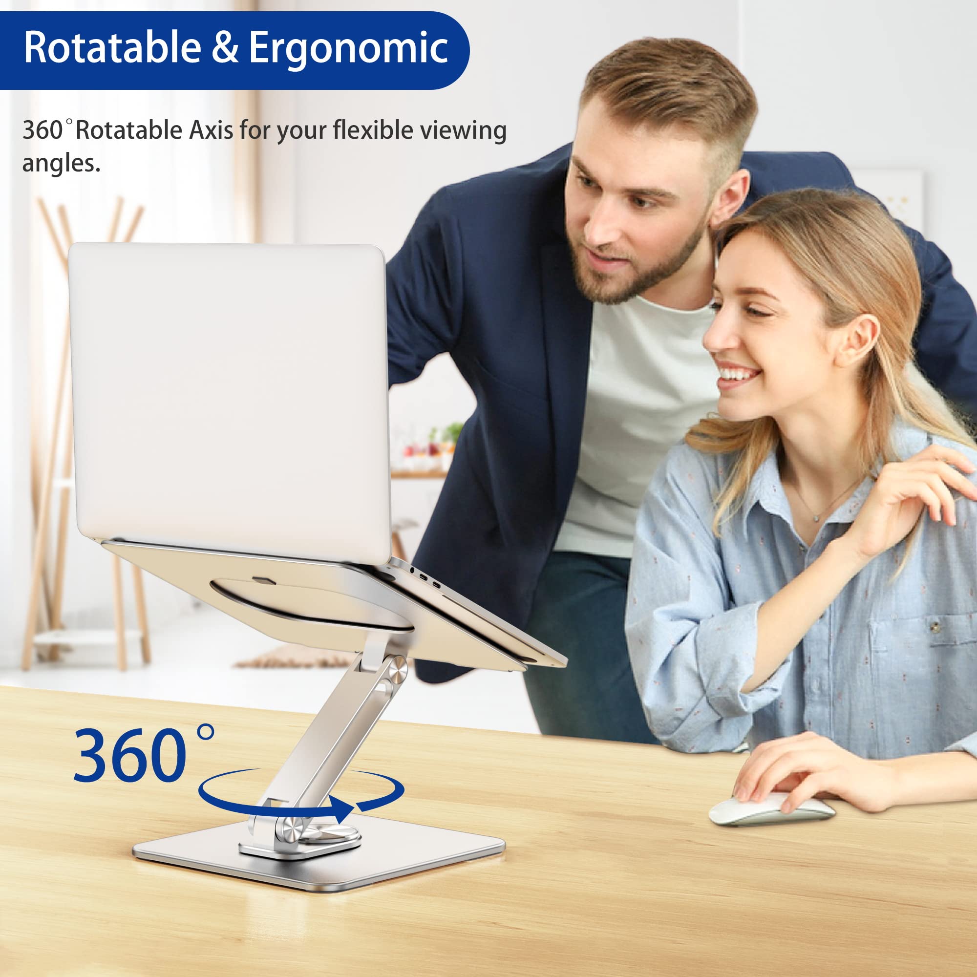 [1 PC] Ergonomic Adjustable Laptop Stand with 360° Rotating Base