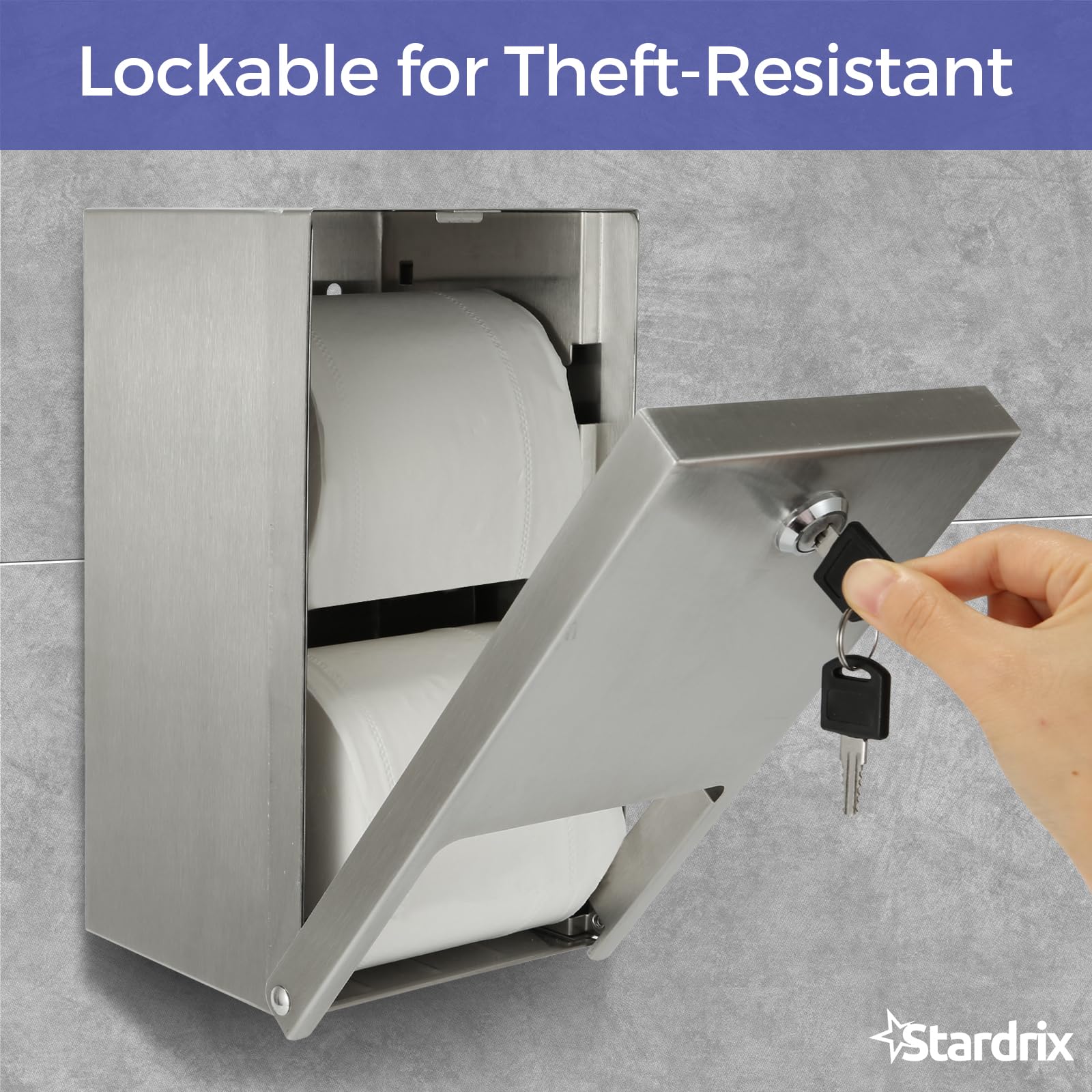 Stardrix 2 Roll Stainless Steel Commercial Toilet Paper Dispenser