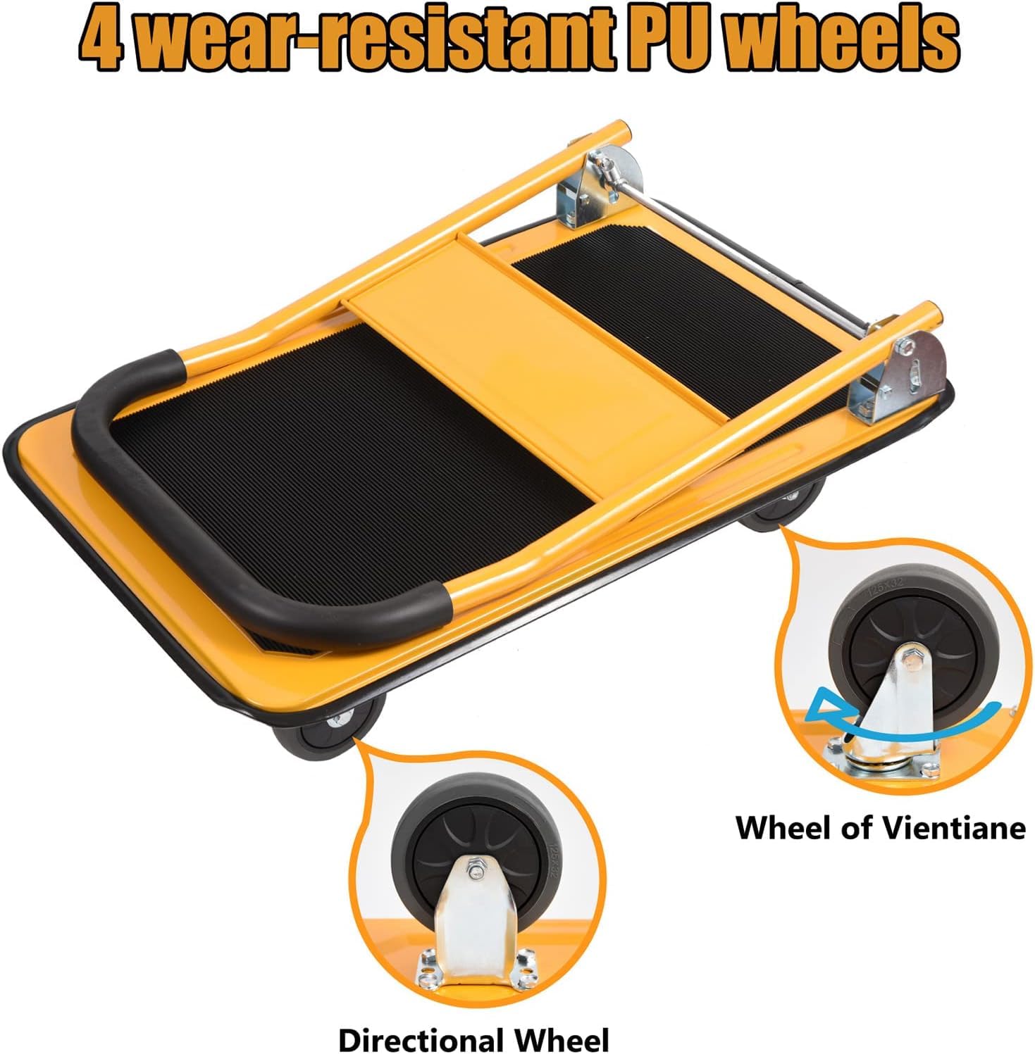 LEADALLWAY Foldable Push Cart Platform Cart