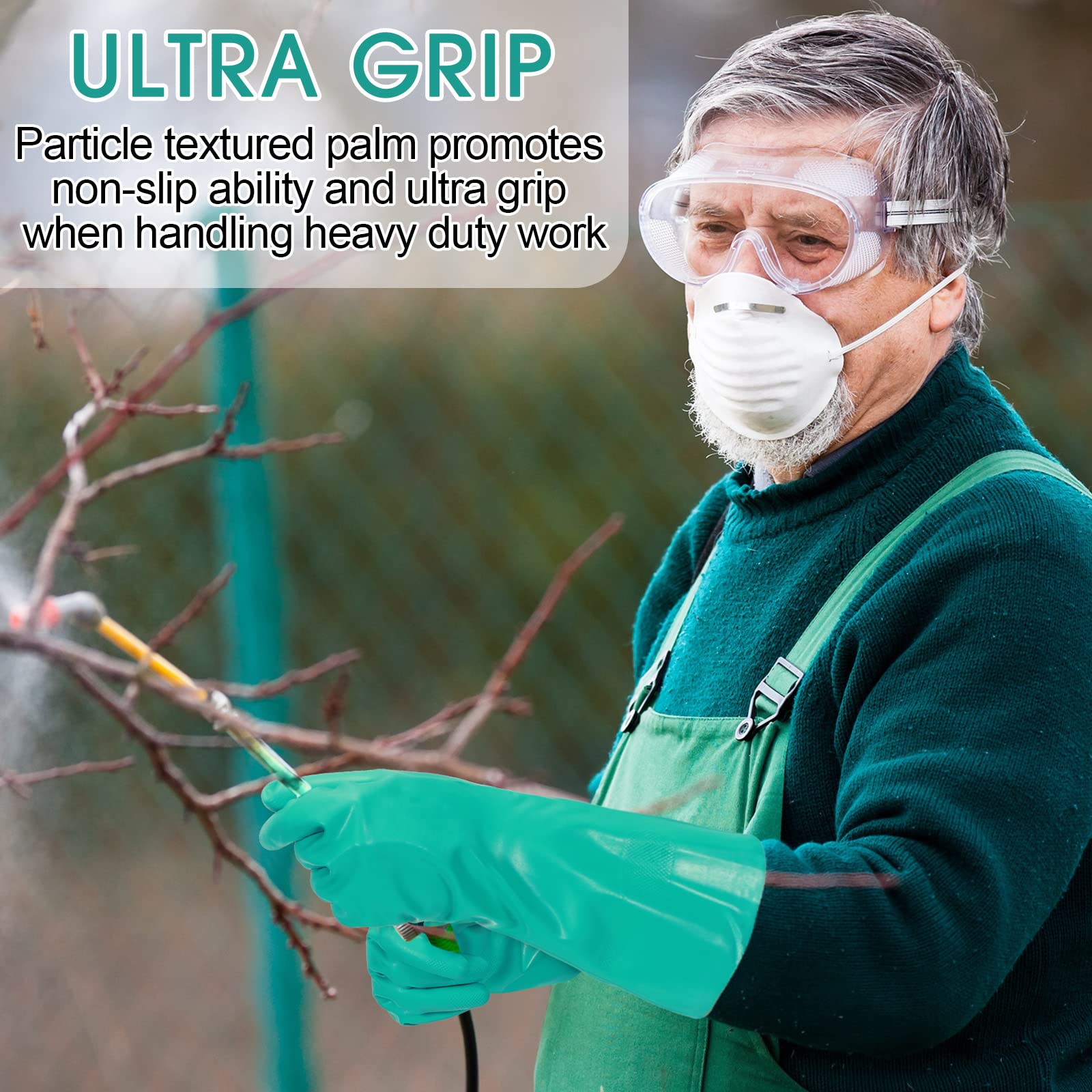 [20 Pairs] Chemical Resistant Gloves Heavy Duty Nitrile Gloves