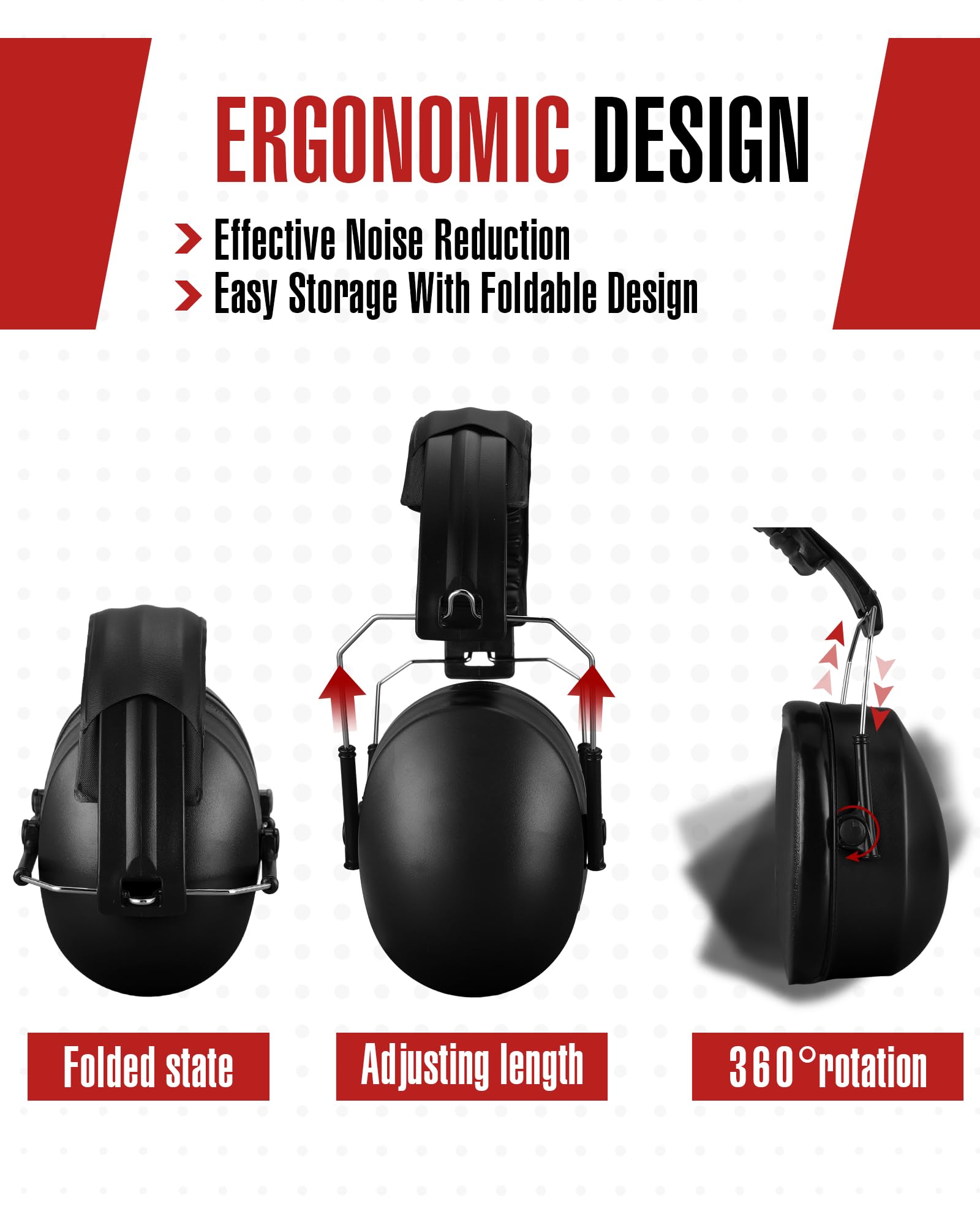 [12 PCS] Hearing Protection Ear Muffs, NRR 28dB Noise Reduction