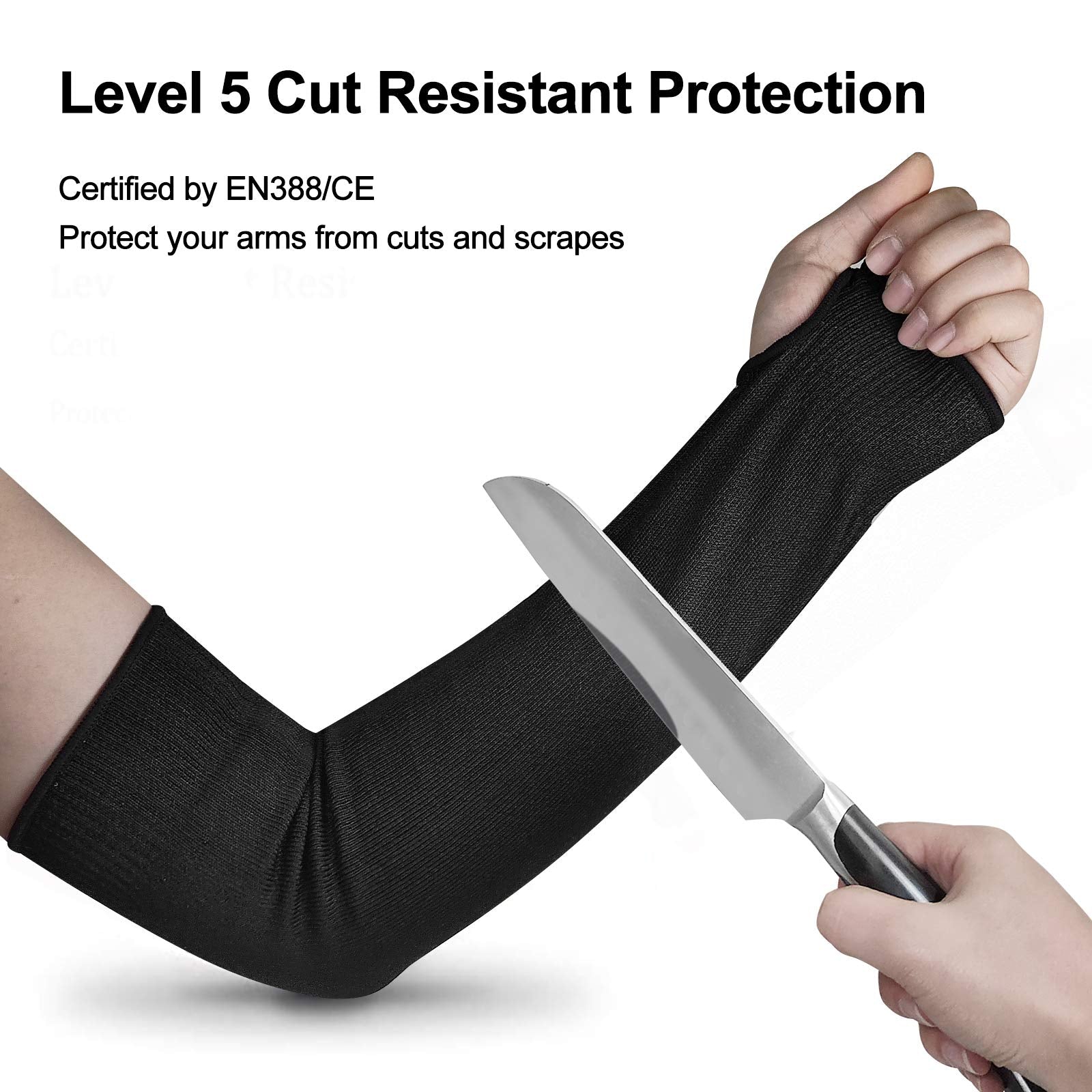 [1 Pair / 2 Pairs] Cut Resistant Sleeves, Level 5 Arm Protection Sleeves with Thumb Hole