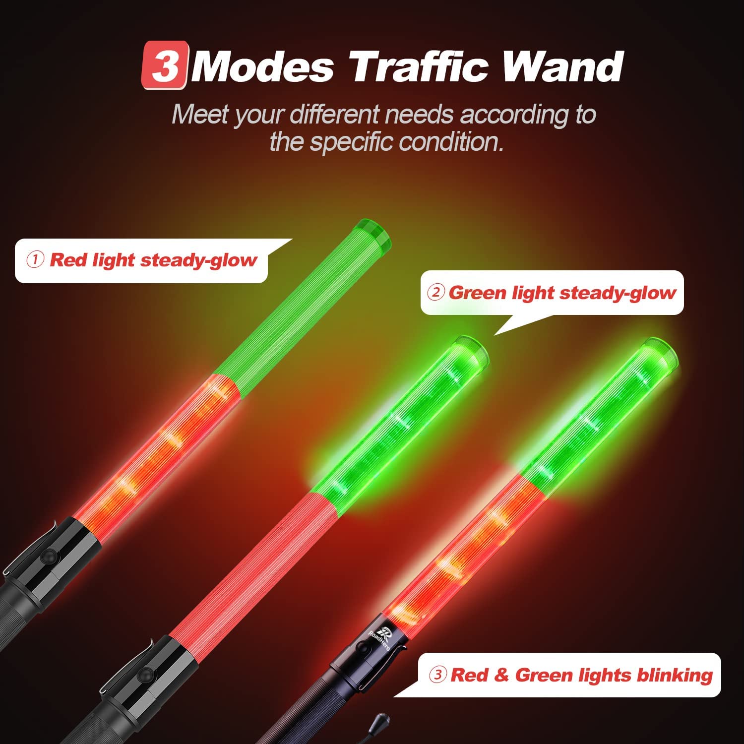 [2 / 4 Pack] Traffic Wand, 21 Inch Led Traffic Control Baton
