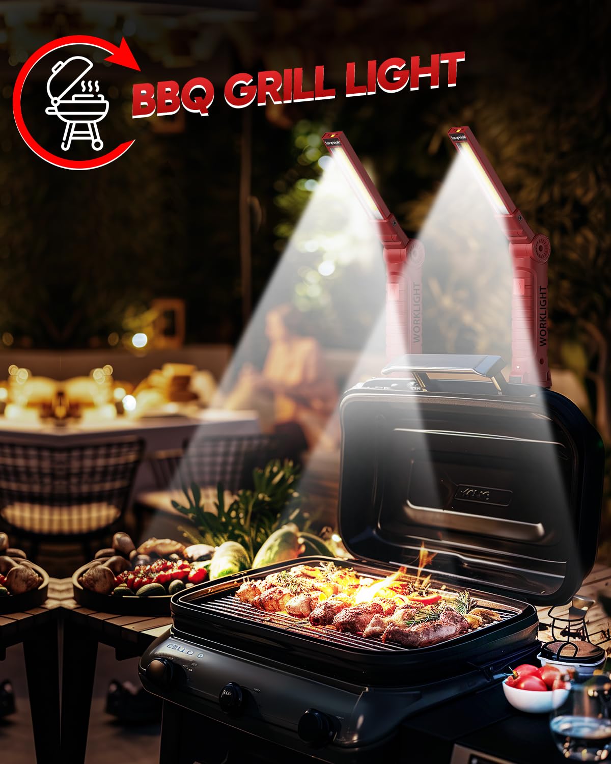 Rechargeable LED Work Light Grill Light with Magnetic Base 5 Modes 360° Rotate (2 or 4 Pack)