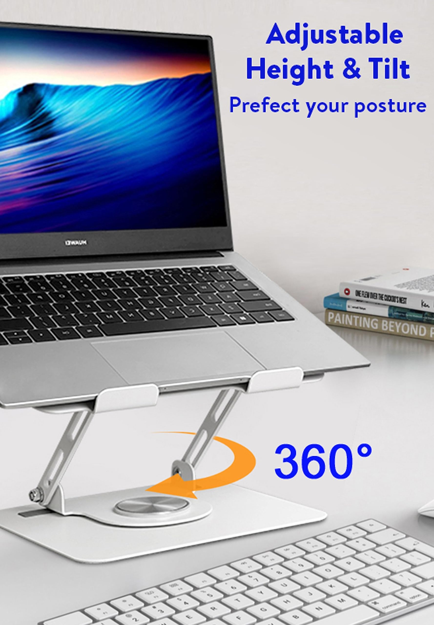 [1 PC] Swivel Laptop Stand for Desk, Adjustable-Raise, Tilt, Collapsible