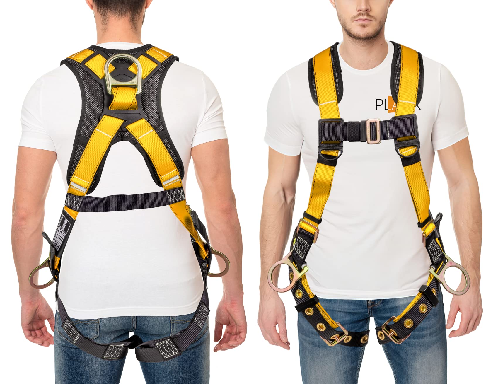 [1 Pack] Fall Protection 5pt Safety Harness w/ OSHA ANSI Compliant Personal Equipment
