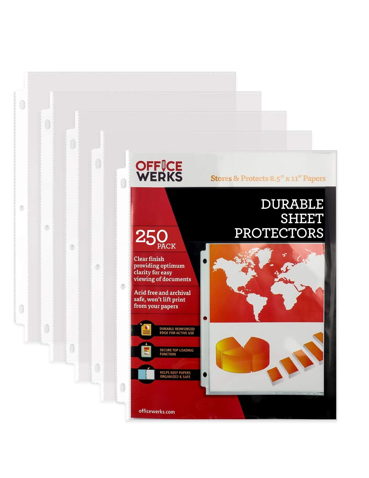 [250 Pack] Sheet Protectors, 8.5 X 11 Inch Clear Page Protectors for 3 Ring Binder