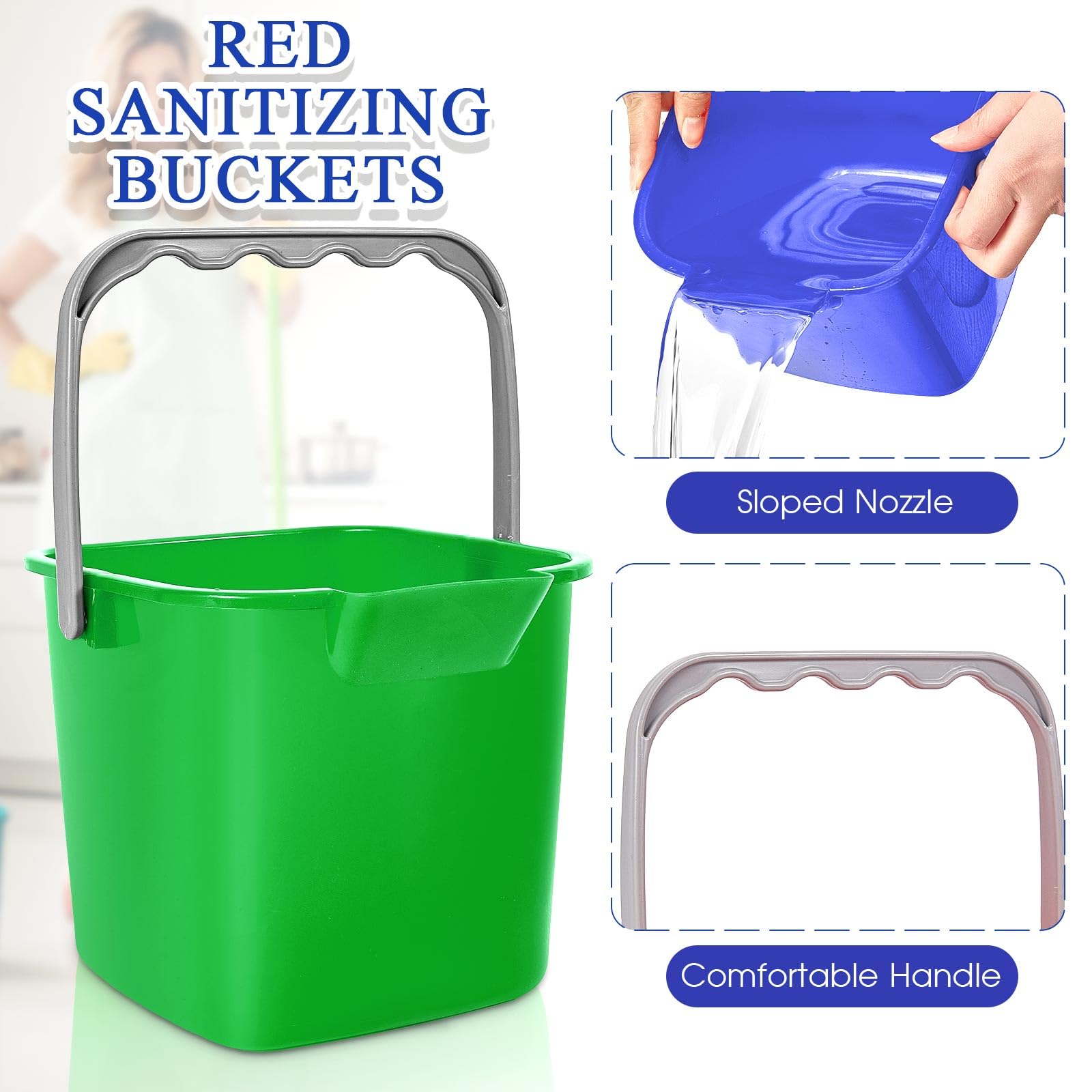 8 Pcs Sanitizing Bucket 3 Quart Cleaning Bucket (8 PCS)