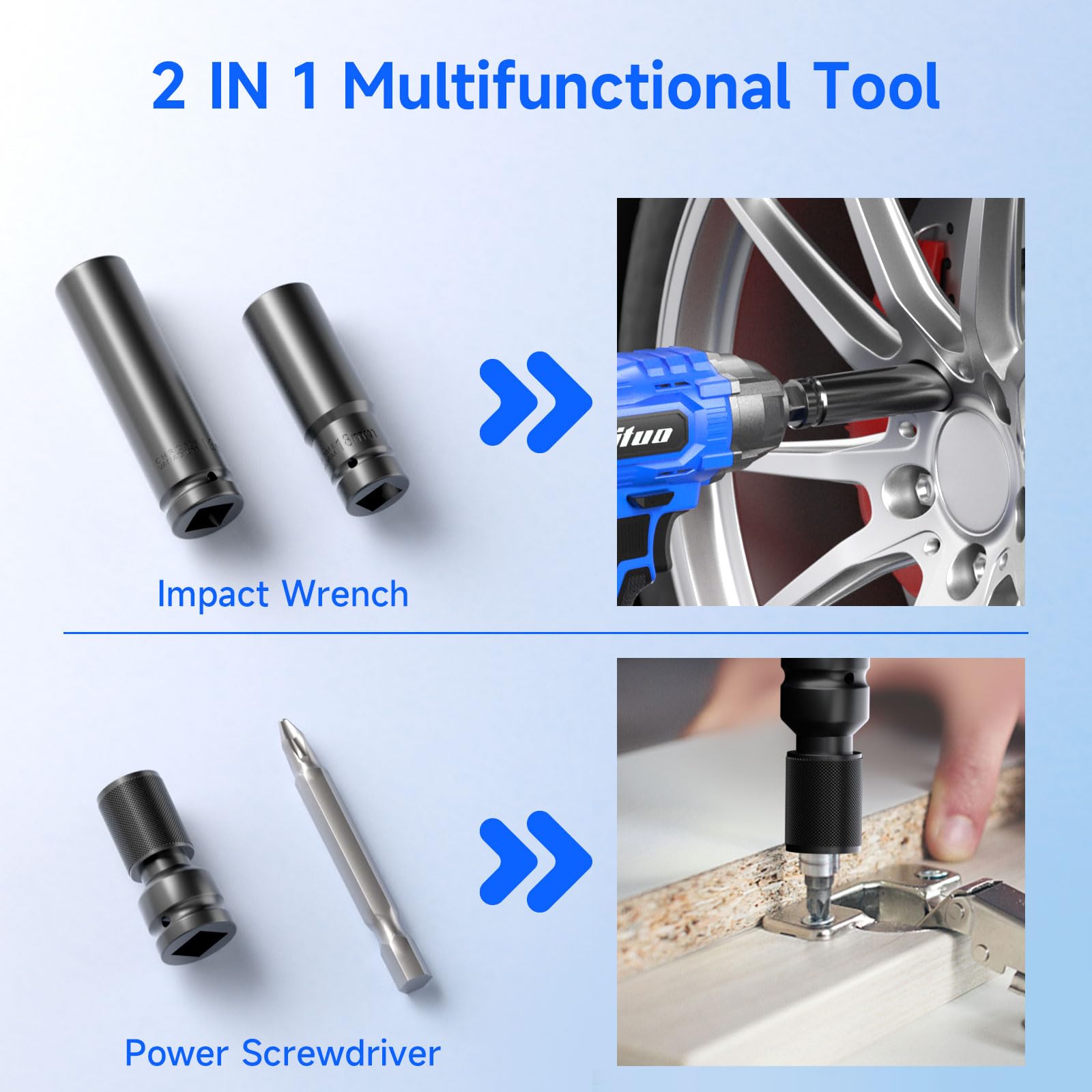 PULITUO Cordless Impact Wrench 1/2 Inch, 20V Electric Power Impact Gun Lightweight Design