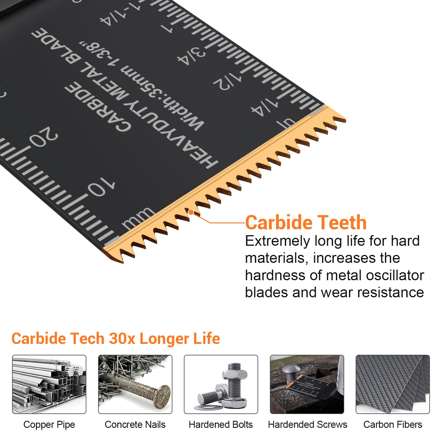 PECHAM 4 / 11/ 24 PCS Oscillating Multi Tool Saw Blades, Carbide Multitool Blades Heary Duty for Hard Material, Metal, Nails. Bolts. Screws (4)