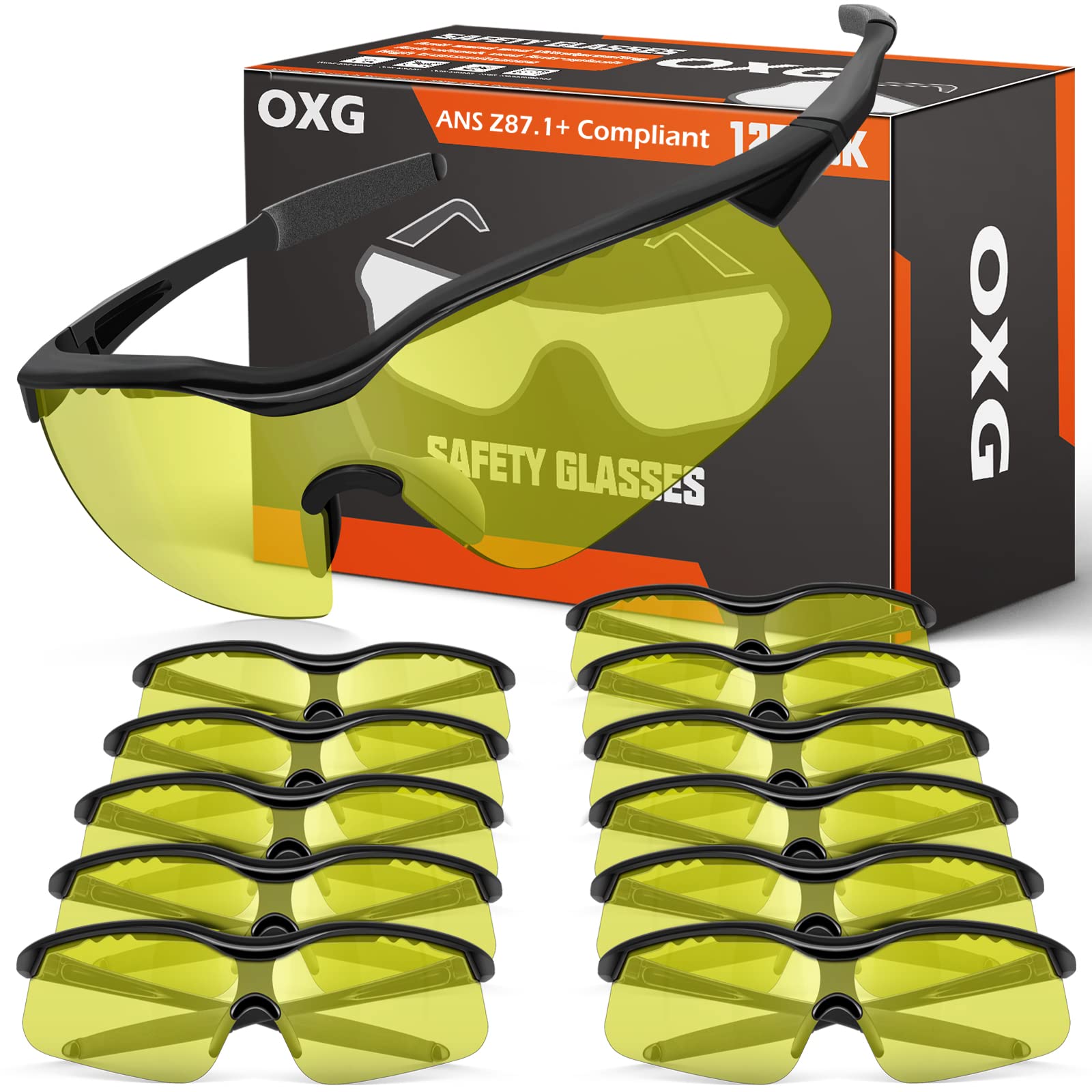 [12 PCS] Safety Glasses, ANSI Z87.1 Certified, Impact Resistant & Anti-Scratch Safety Goggles