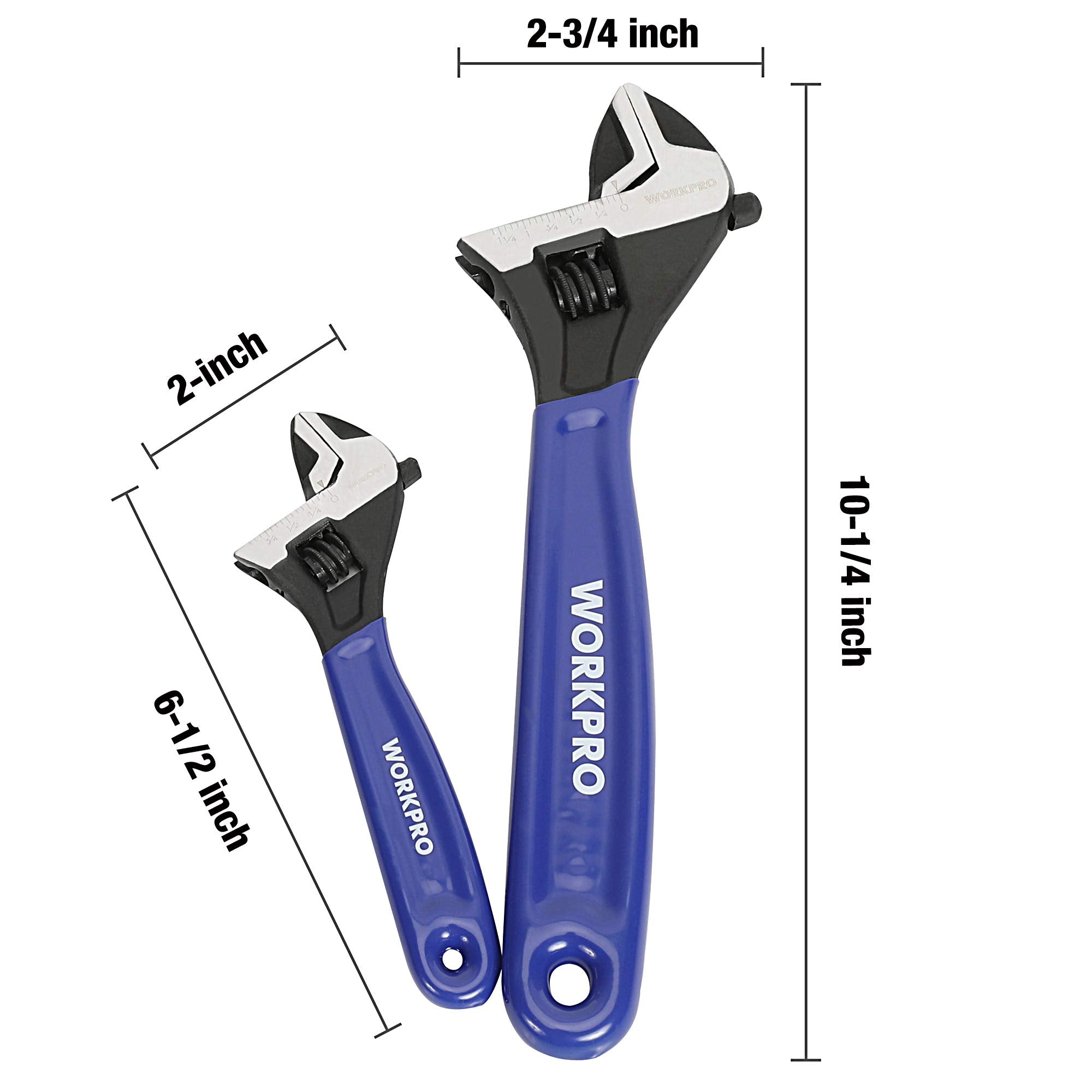 6/8/10 Inch Adjustable Wrench, Cr-V Steel Wrench, Wide Jaw Black Oxide Wrench, Metric & SAE Scales, for Home, Garage, Workshop and DIY