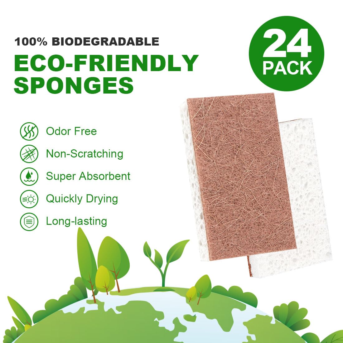 Heavy Duty Scrub Sponges Kitchen 12pcs/24pcs