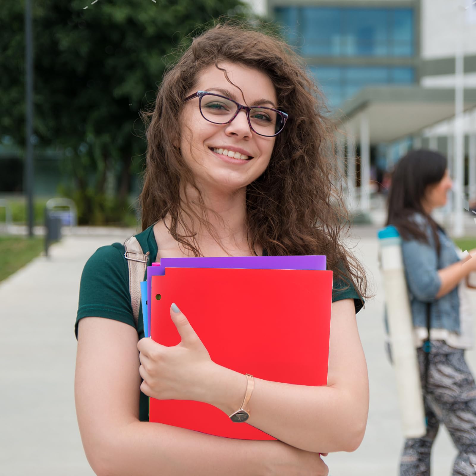 [6 & 12 Pack] Habgp Plastic Folders with Pockets for 3 Hole Punched Binder Folder, 6 Color