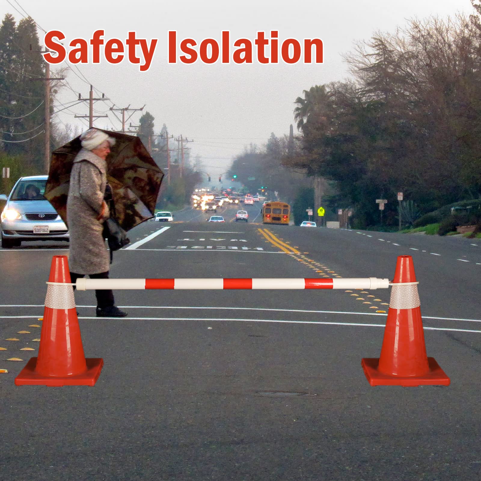 [6 Packs] Traffic Cone Bars, Retractable, Expandable from 4ft to 7.2ft