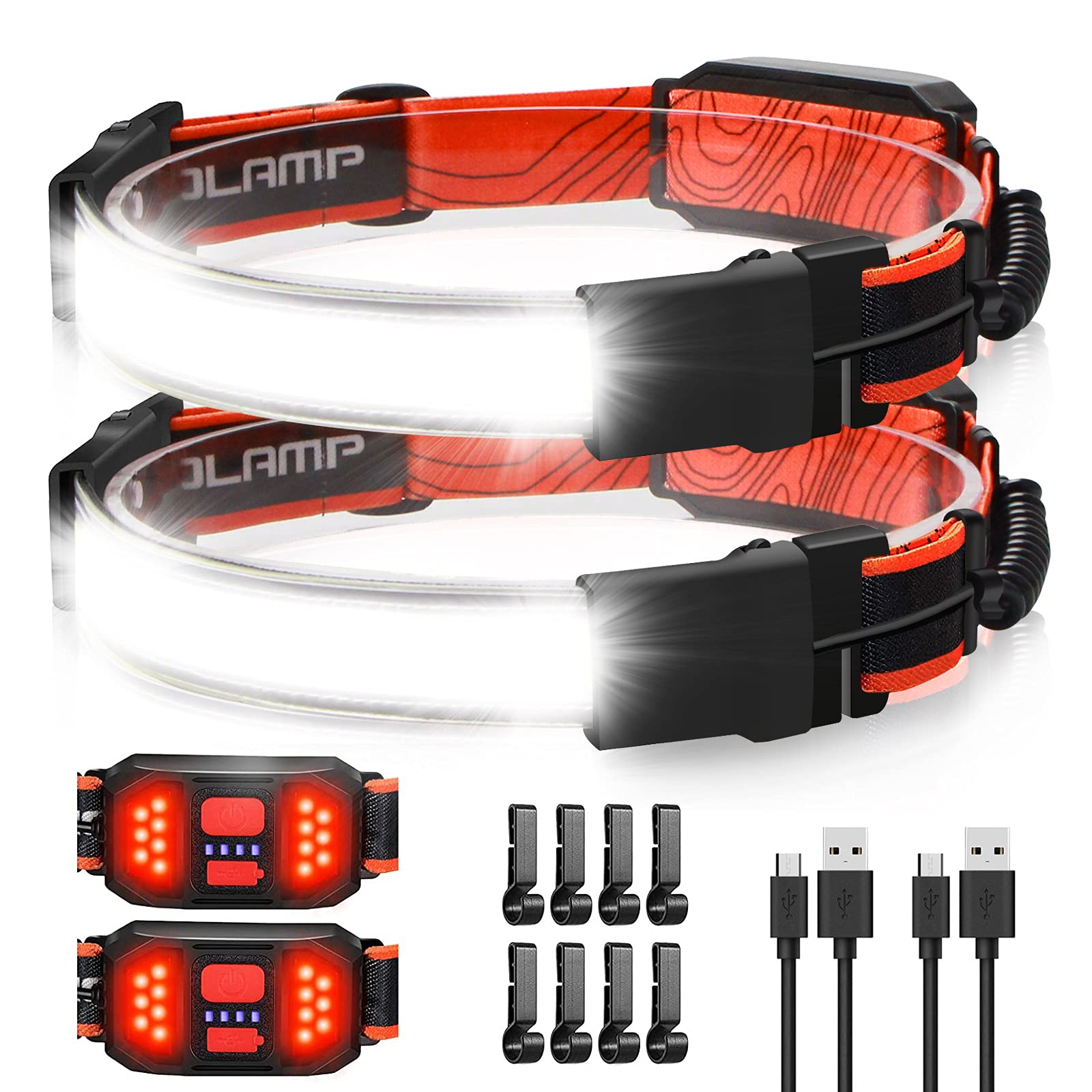 [1 / 2 / 4 Packs] LED Headlamp Flashlight, 1000 lumens 230° USB Rechargeable Head Lamp