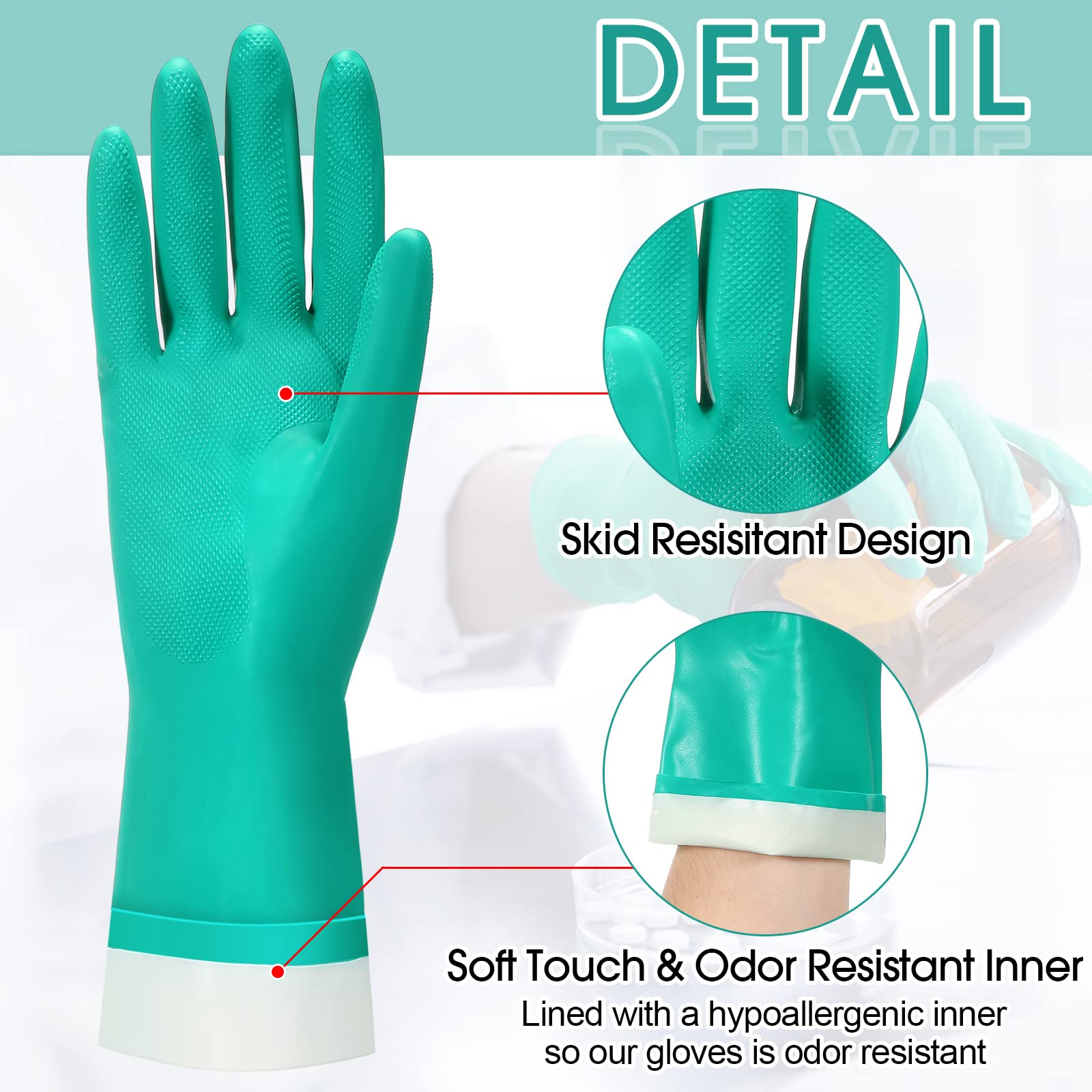 [20 Pairs] Chemical Resistant Gloves Heavy Duty Nitrile Gloves