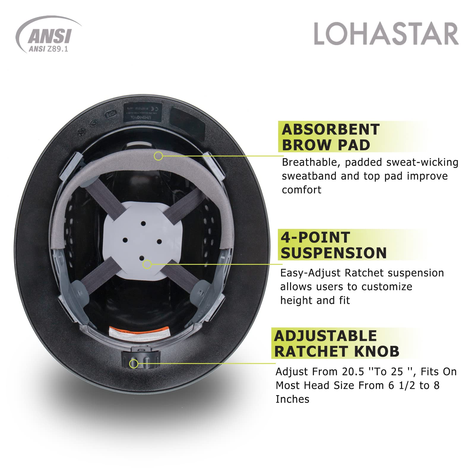 [1 / 12 Packs] Full Brim Hard Hat, ANSI Z89.1 Approved, OSHA Type 1 Class C