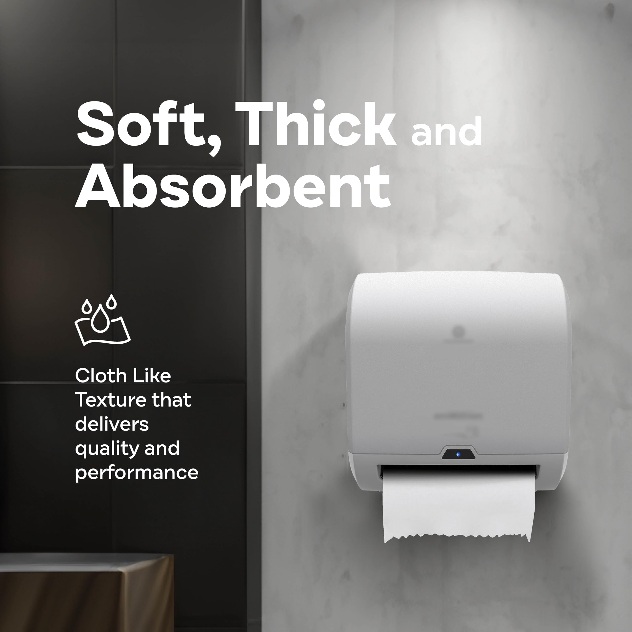 Industrial Paper Towels 10 x 800 White Roll Towels High Capacity Premium Quality (TAD Fabric Cloth Like Texture) Fits Touchless Automatic Commercial Towel Dispenser (Packed 6 Rolls)