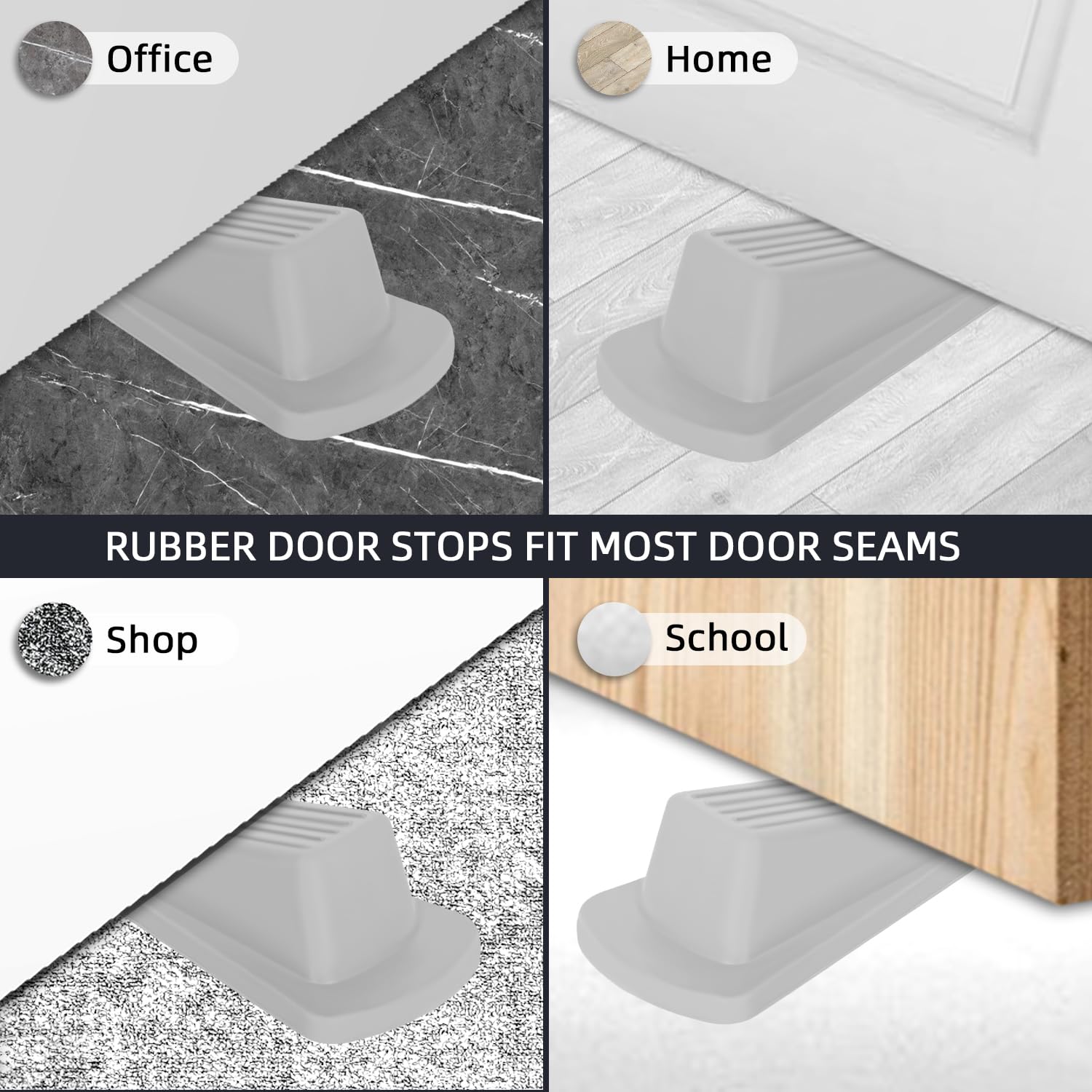 Door Stoppers, 4 Pack Premium Rubber Stoppers Wedge