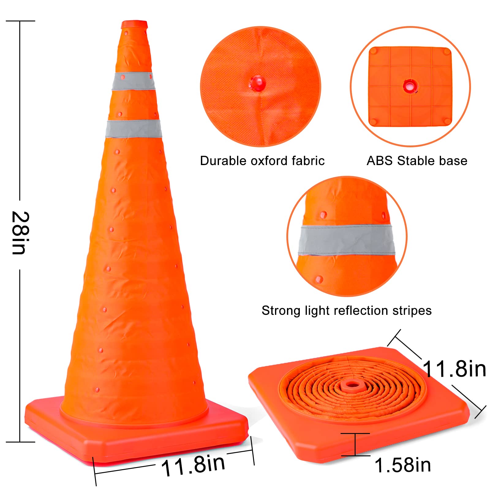 [1 / 3/ 6 / 10 /12 Packs] Collapsible Traffic Safety Cones
