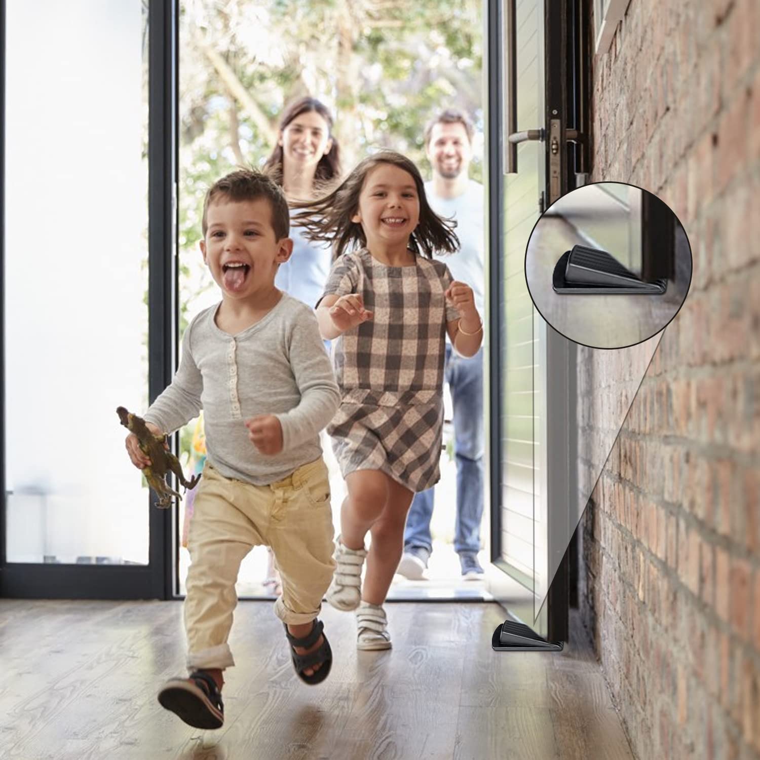 Door Stoppers, 4 Pack Premium Rubber Stoppers Wedge