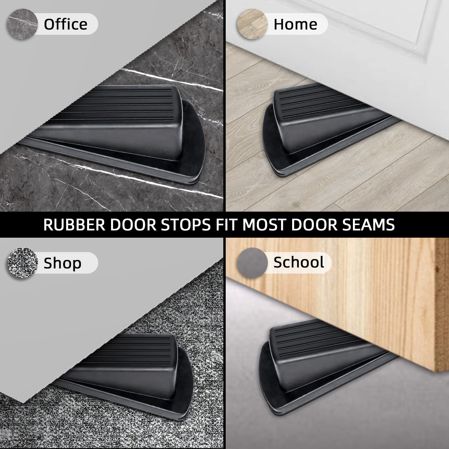 Door Stoppers, 4 Pack Premium Rubber Stoppers Wedge